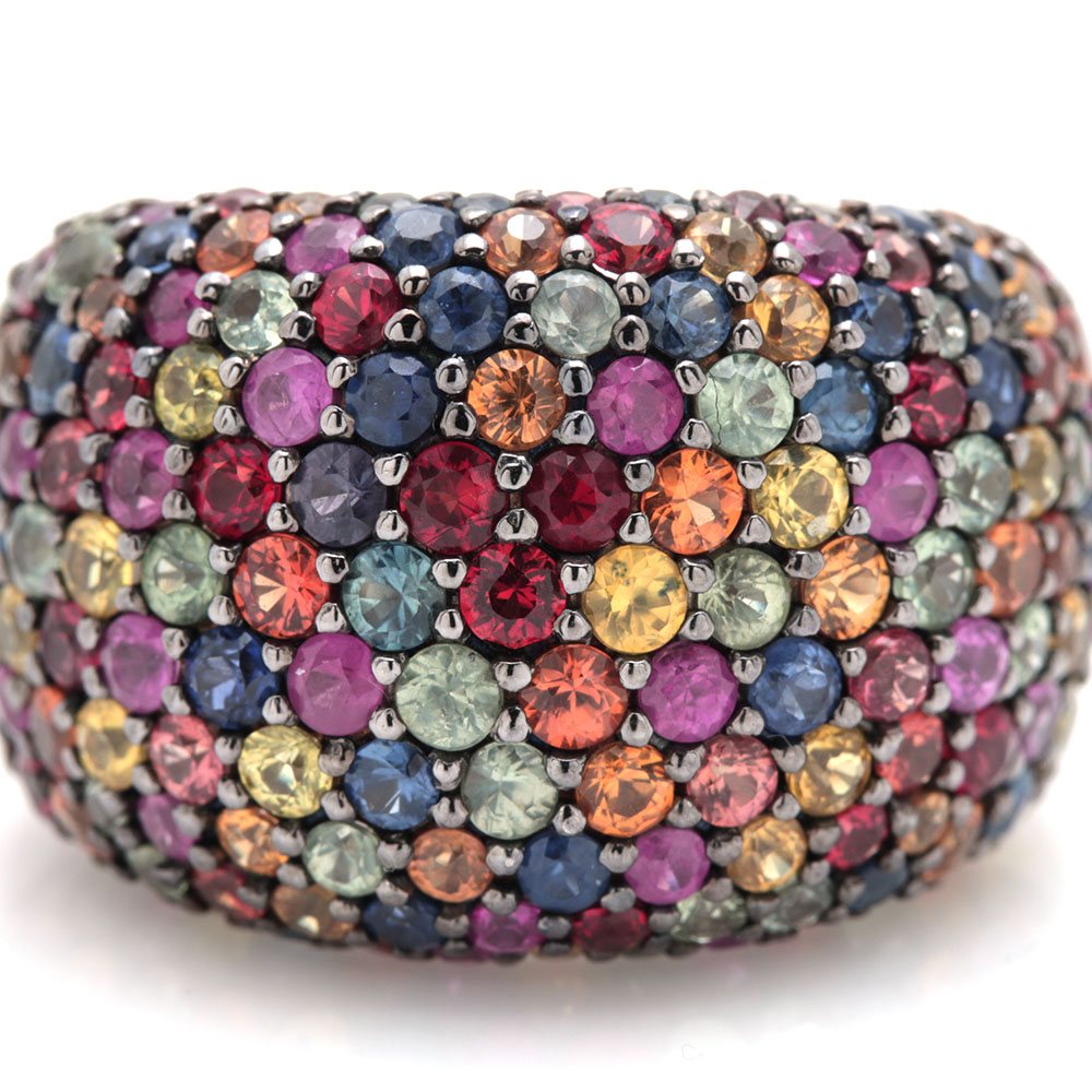 Effy Sterling Silver Multi-Colored Fancy Sapphire Dome Ring