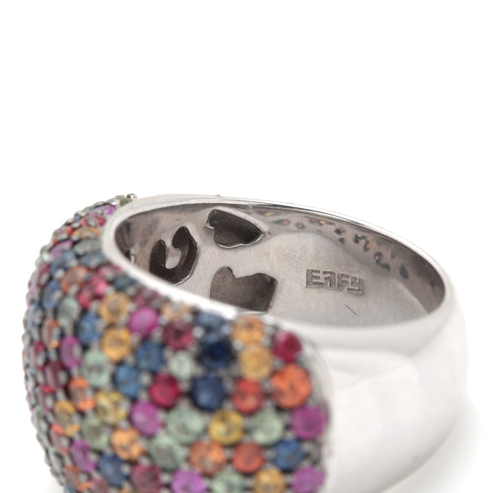 Effy Sterling Silver Multi-Colored Fancy Sapphire Dome Ring