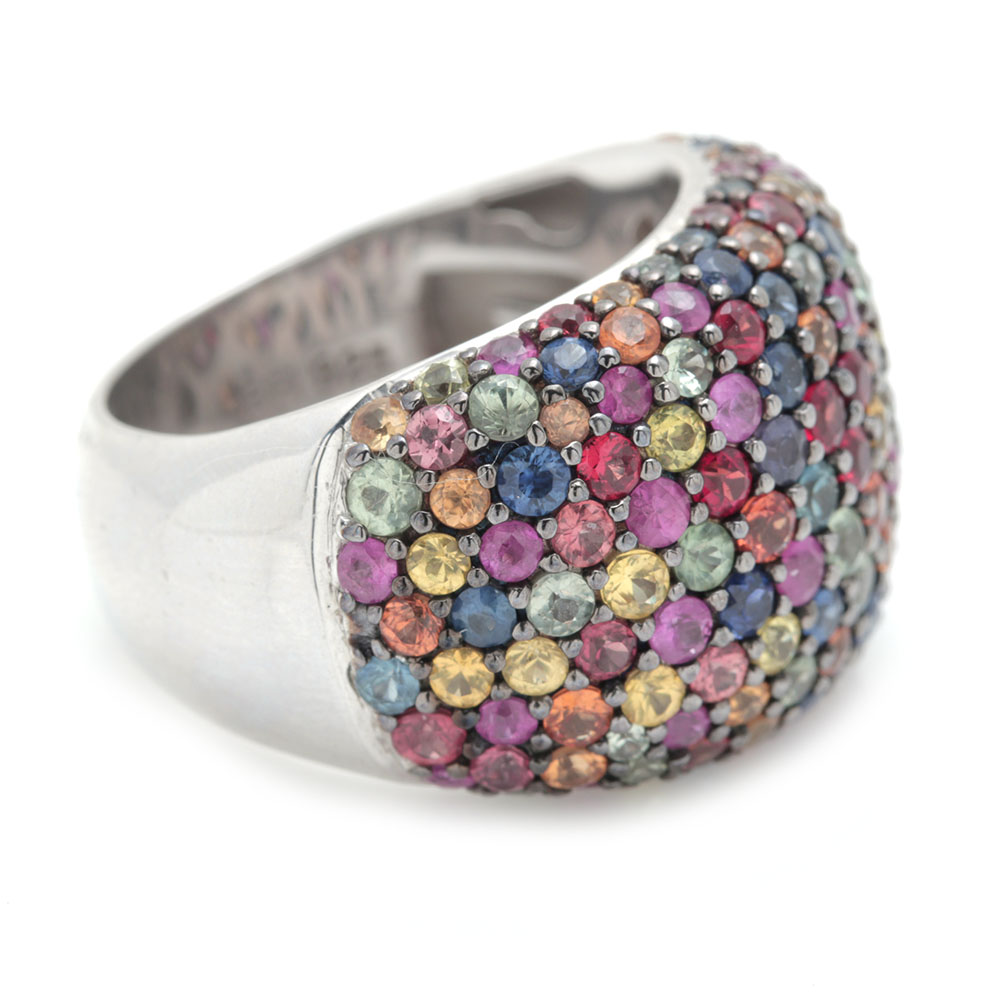 Effy Sterling Silver Multi-Colored Fancy Sapphire Dome Ring