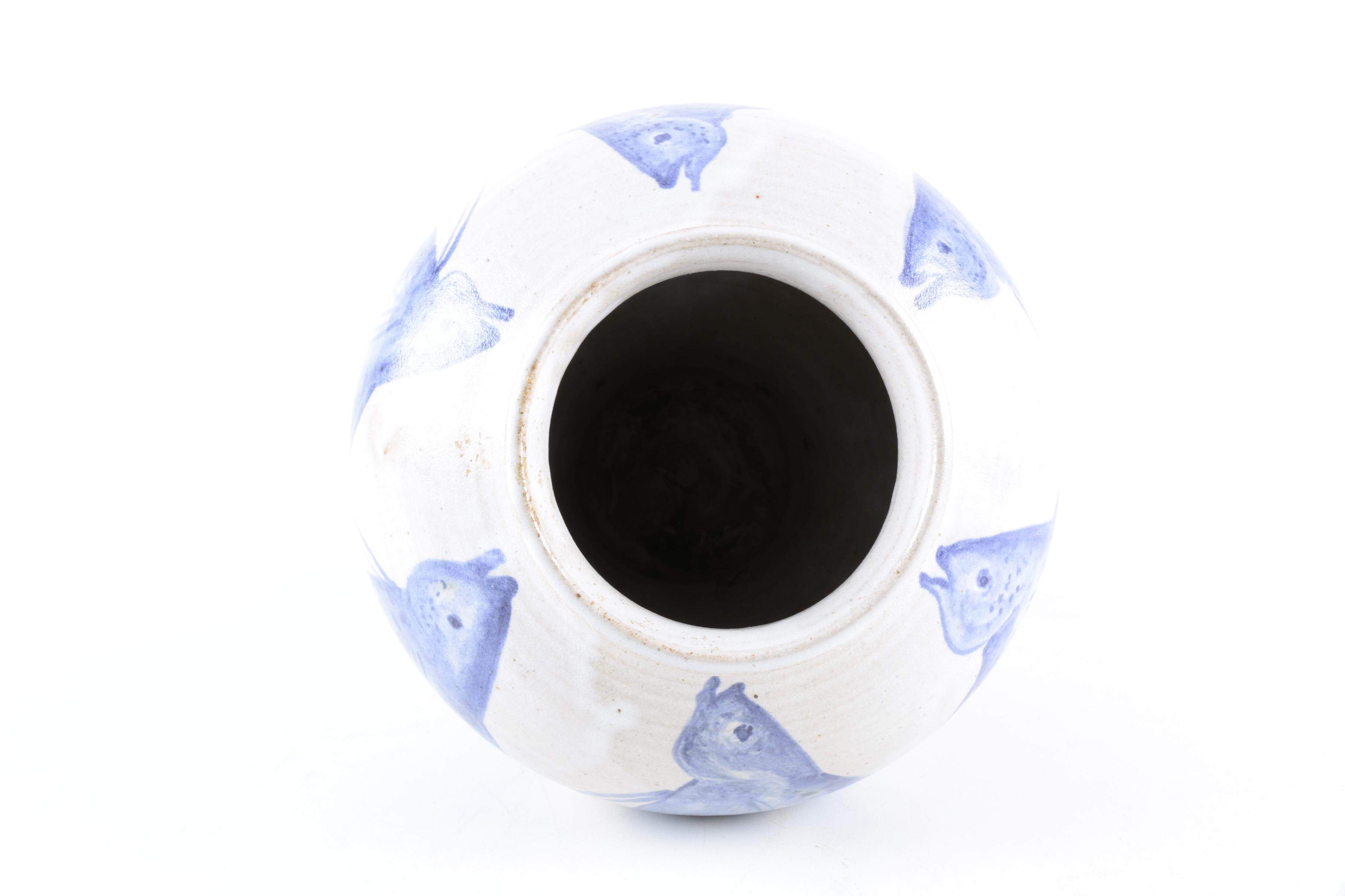 Blue and White Ceramic Vase and Plate