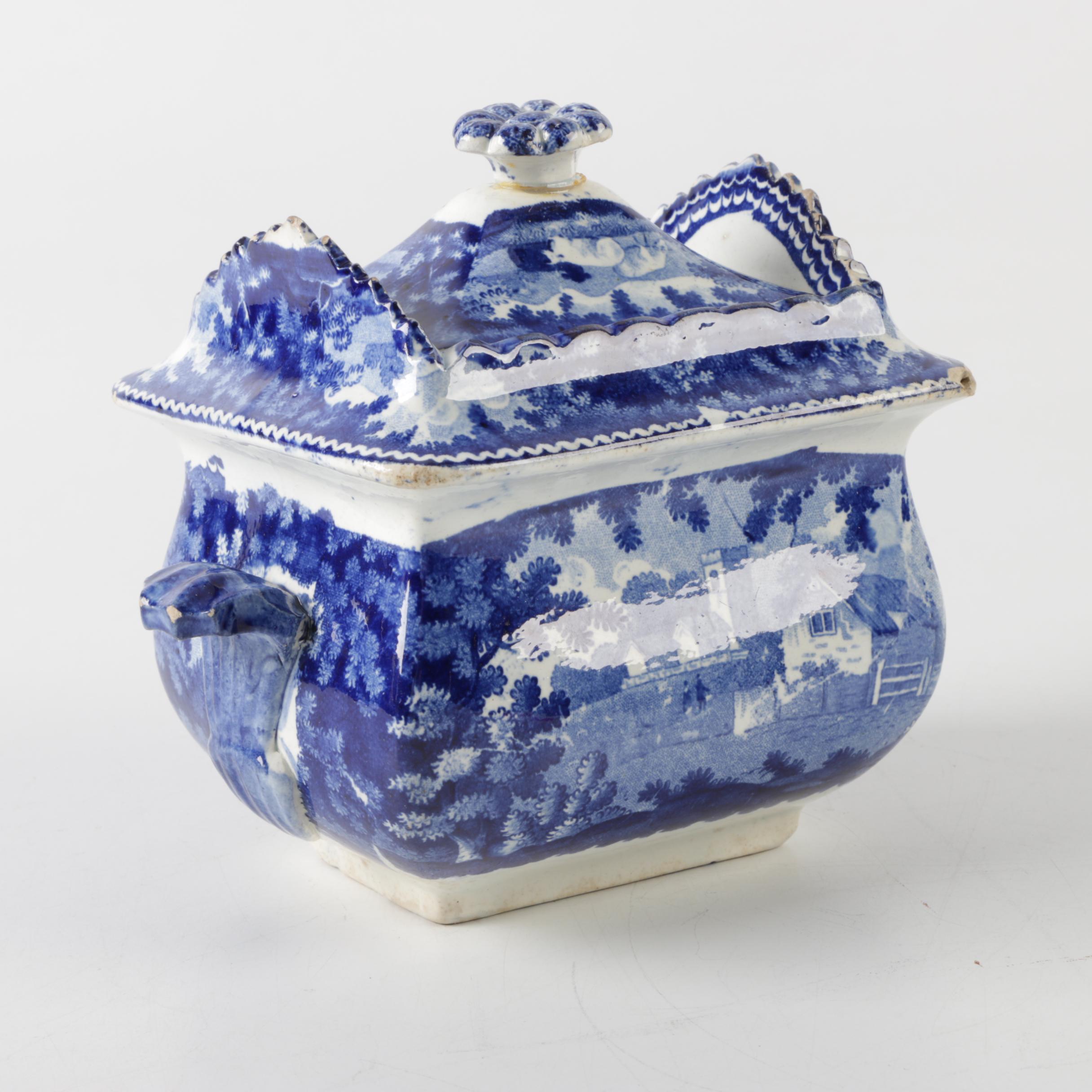 Antique Staffordshire Transferware Sugar and Creamer