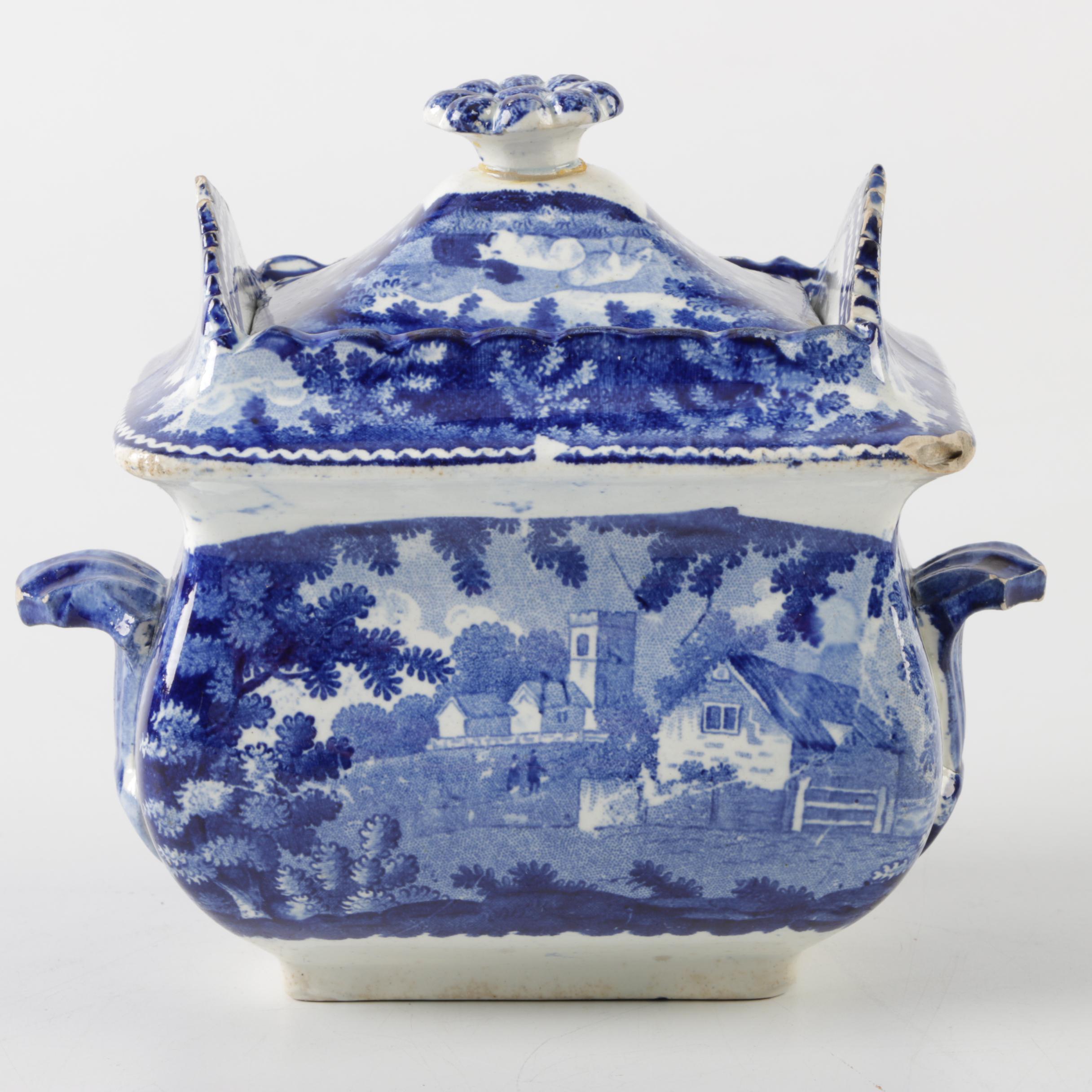 Antique Staffordshire Transferware Sugar and Creamer