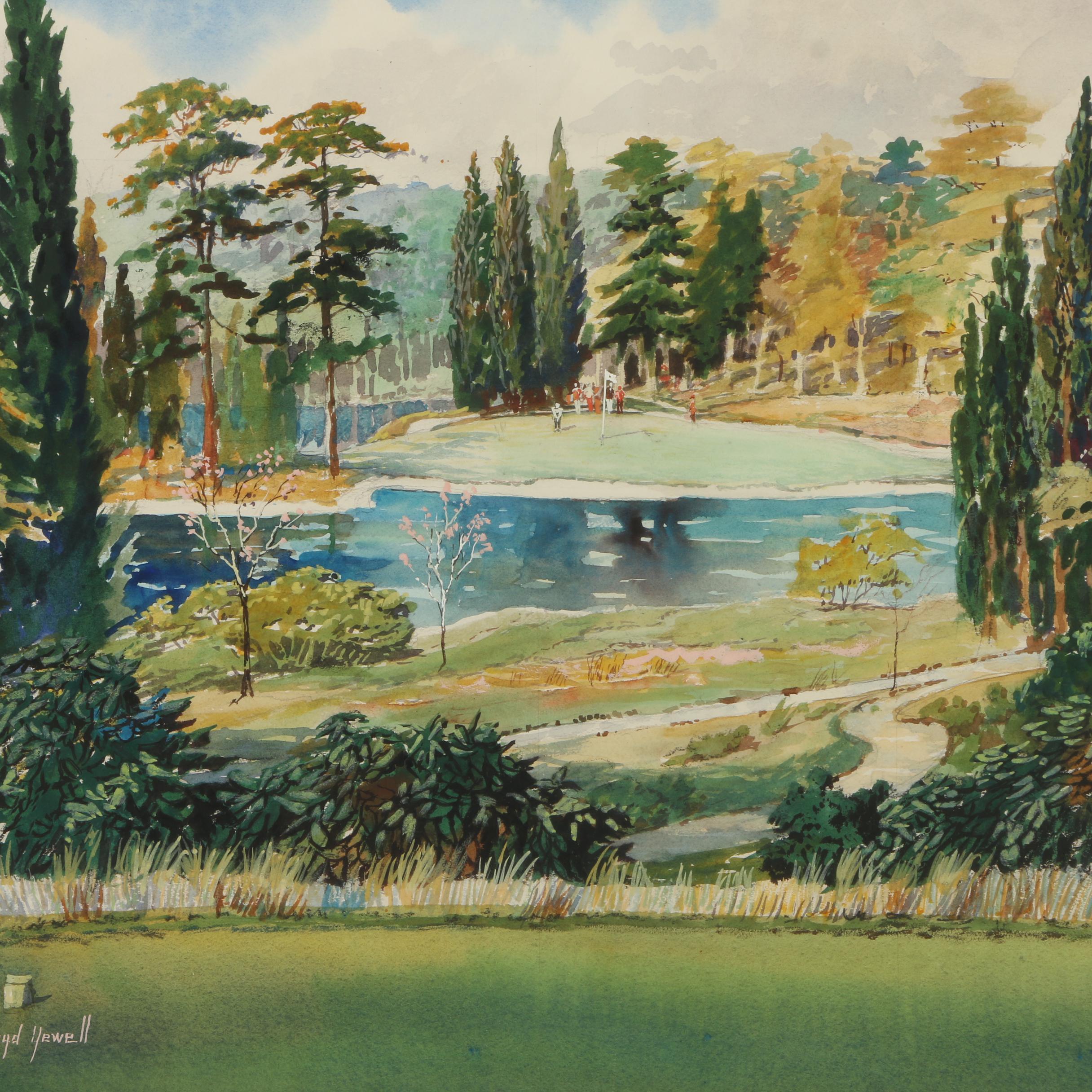 J. Floyd Yewell Watercolor Painting of Golf Course