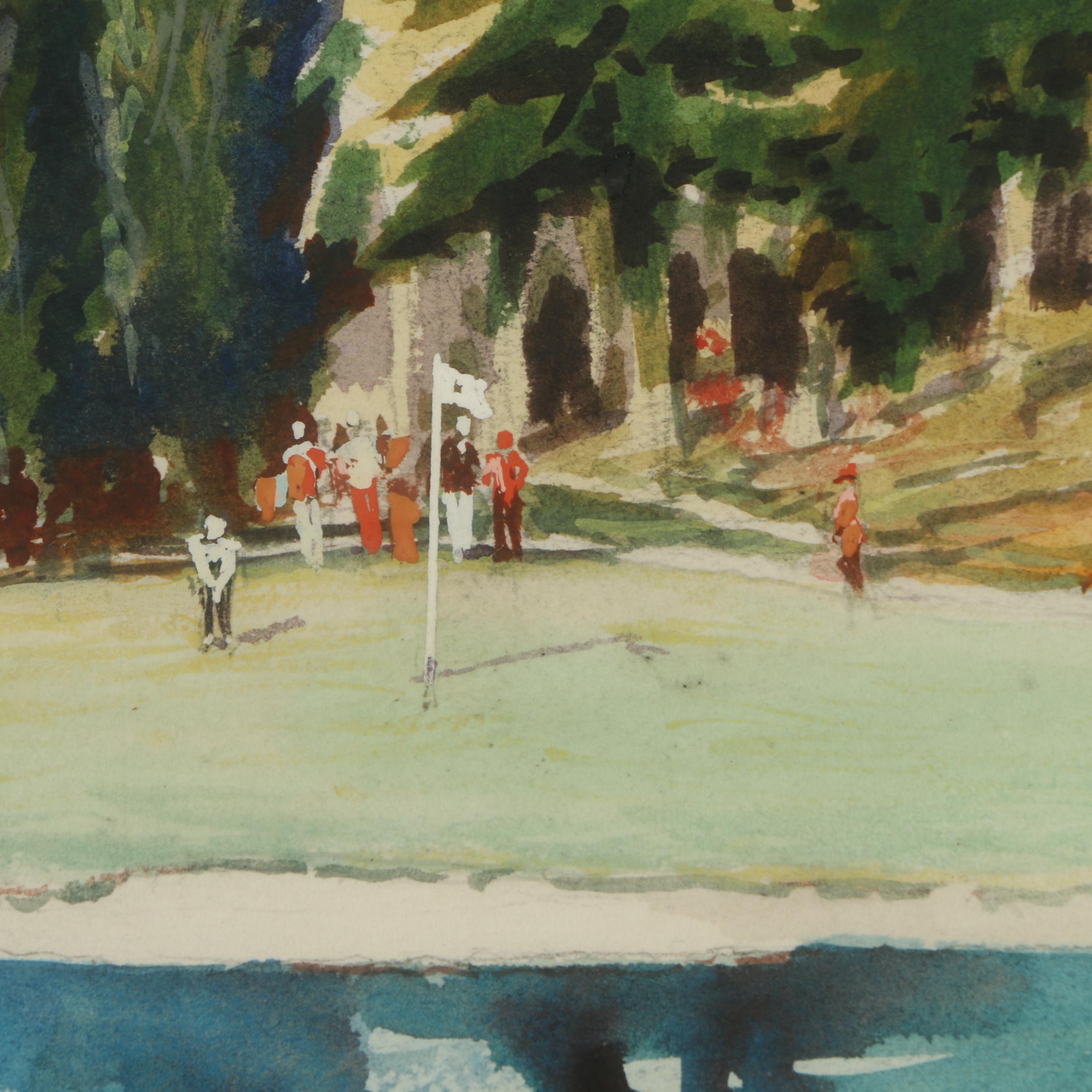 J. Floyd Yewell Watercolor Painting of Golf Course