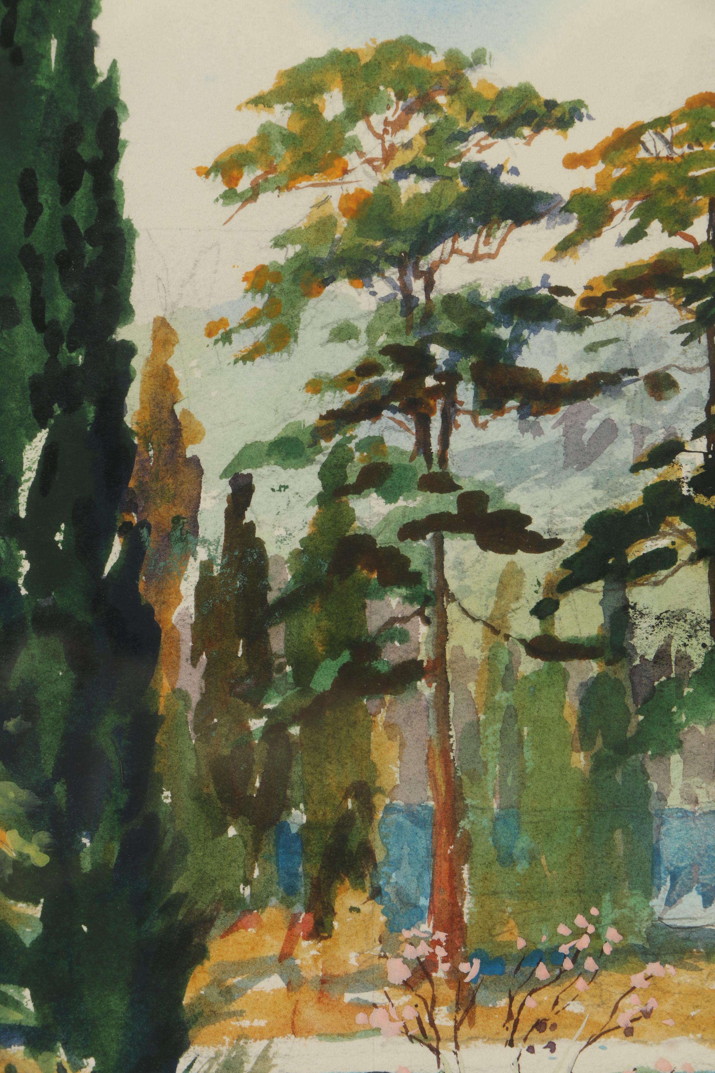 J. Floyd Yewell Watercolor Painting of Golf Course