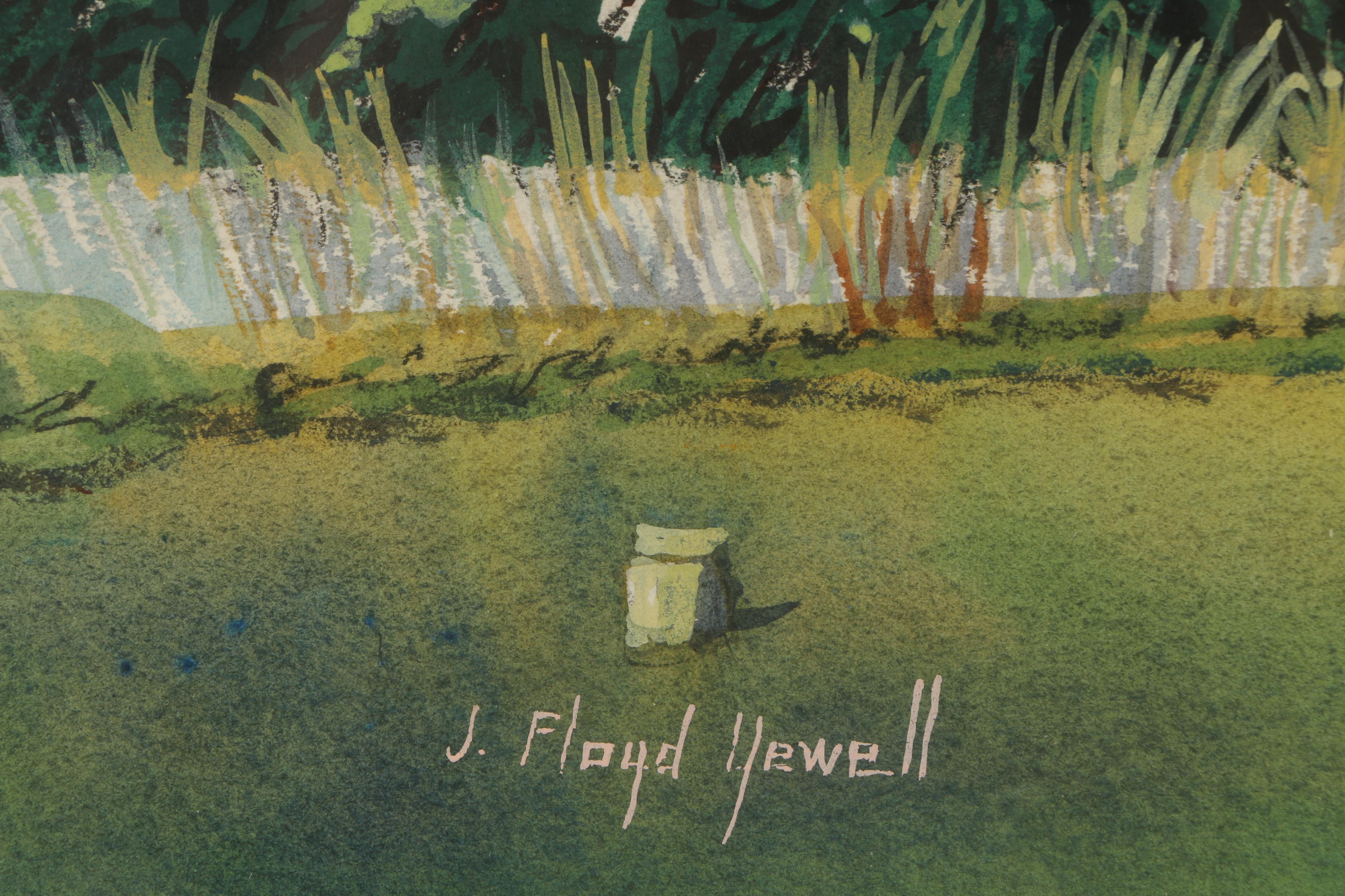 J. Floyd Yewell Watercolor Painting of Golf Course