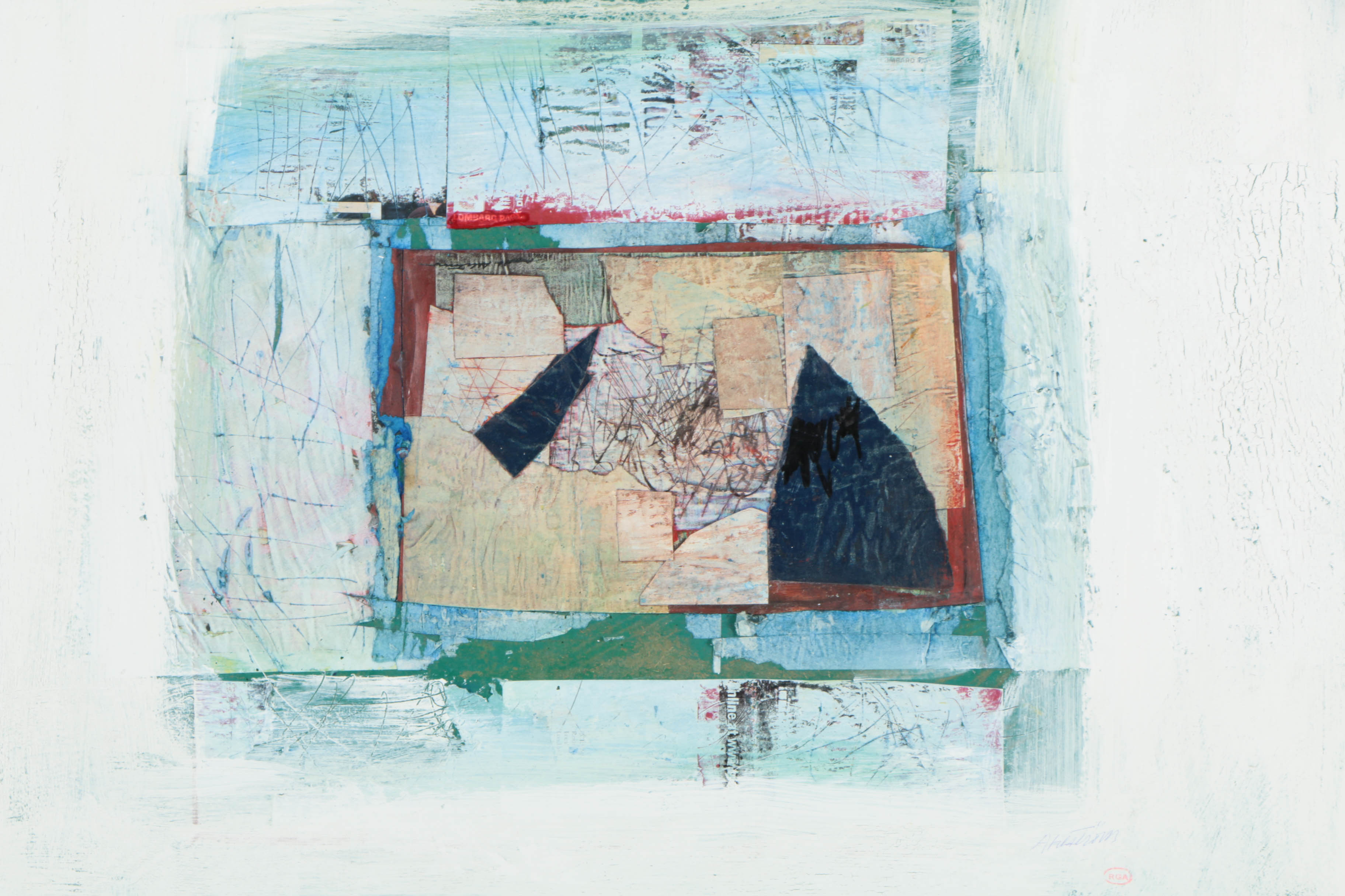 Ronald Ahlström Mixed Media Collage on Board "Untitled"