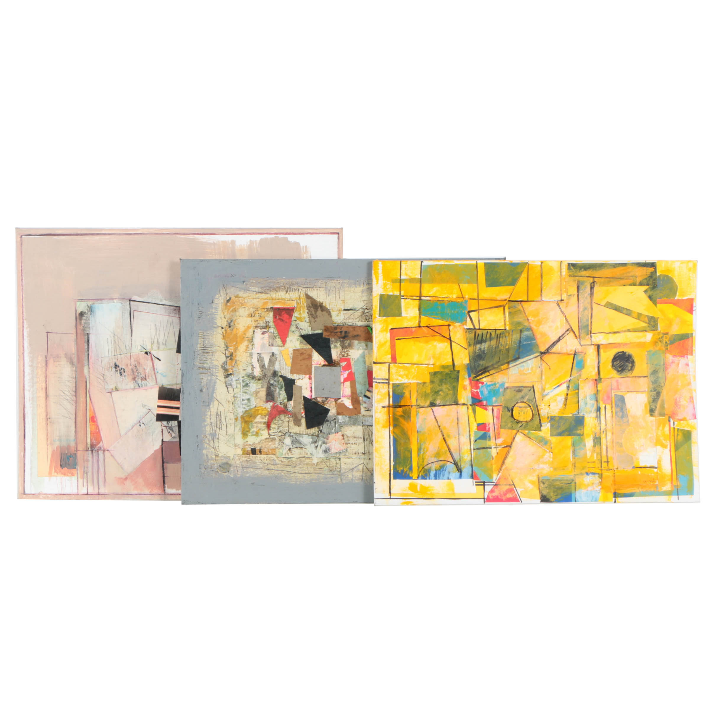 Assortment of Ronald Ahlström Mix Media Collage on Board