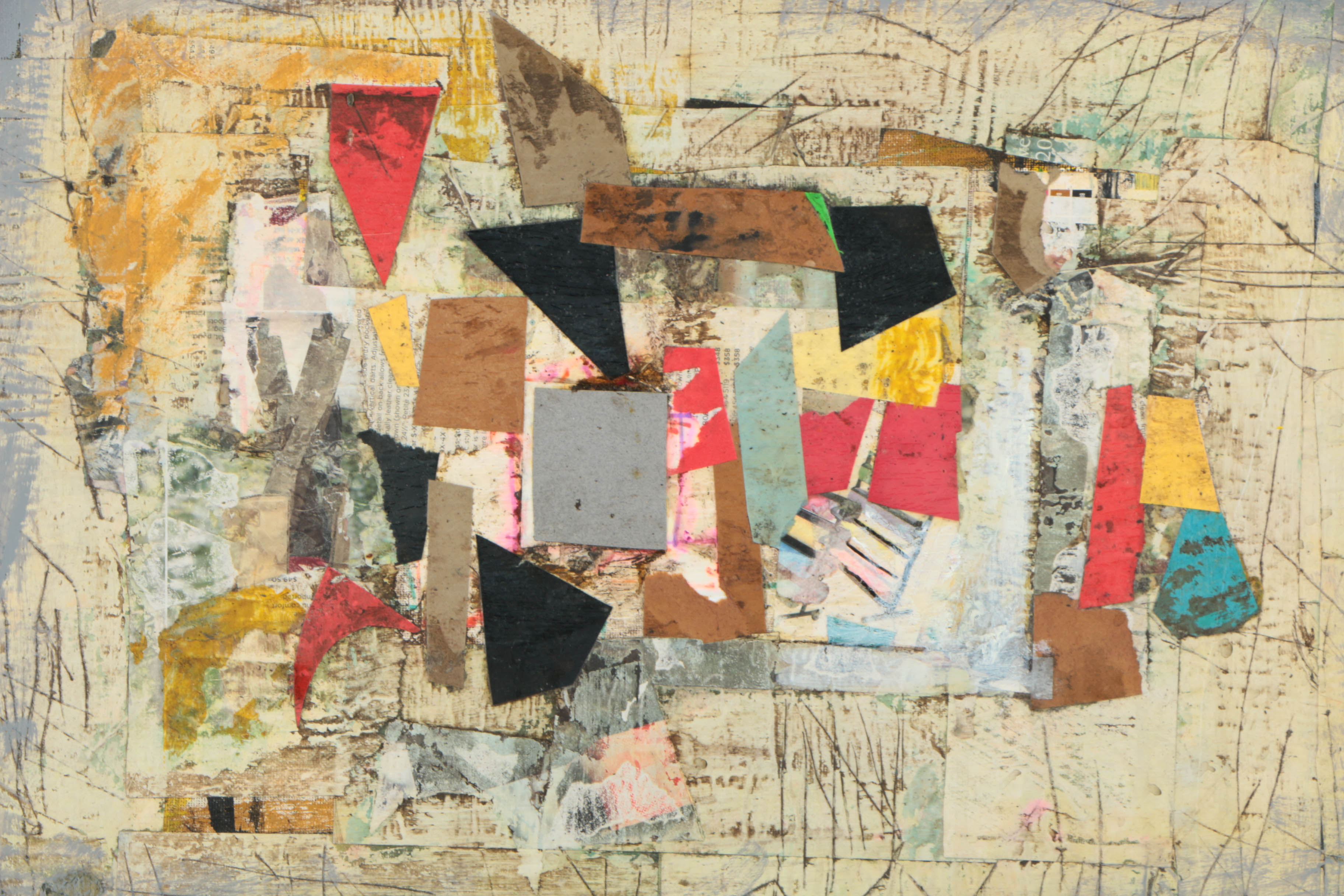 Assortment of Ronald Ahlström Mix Media Collage on Board