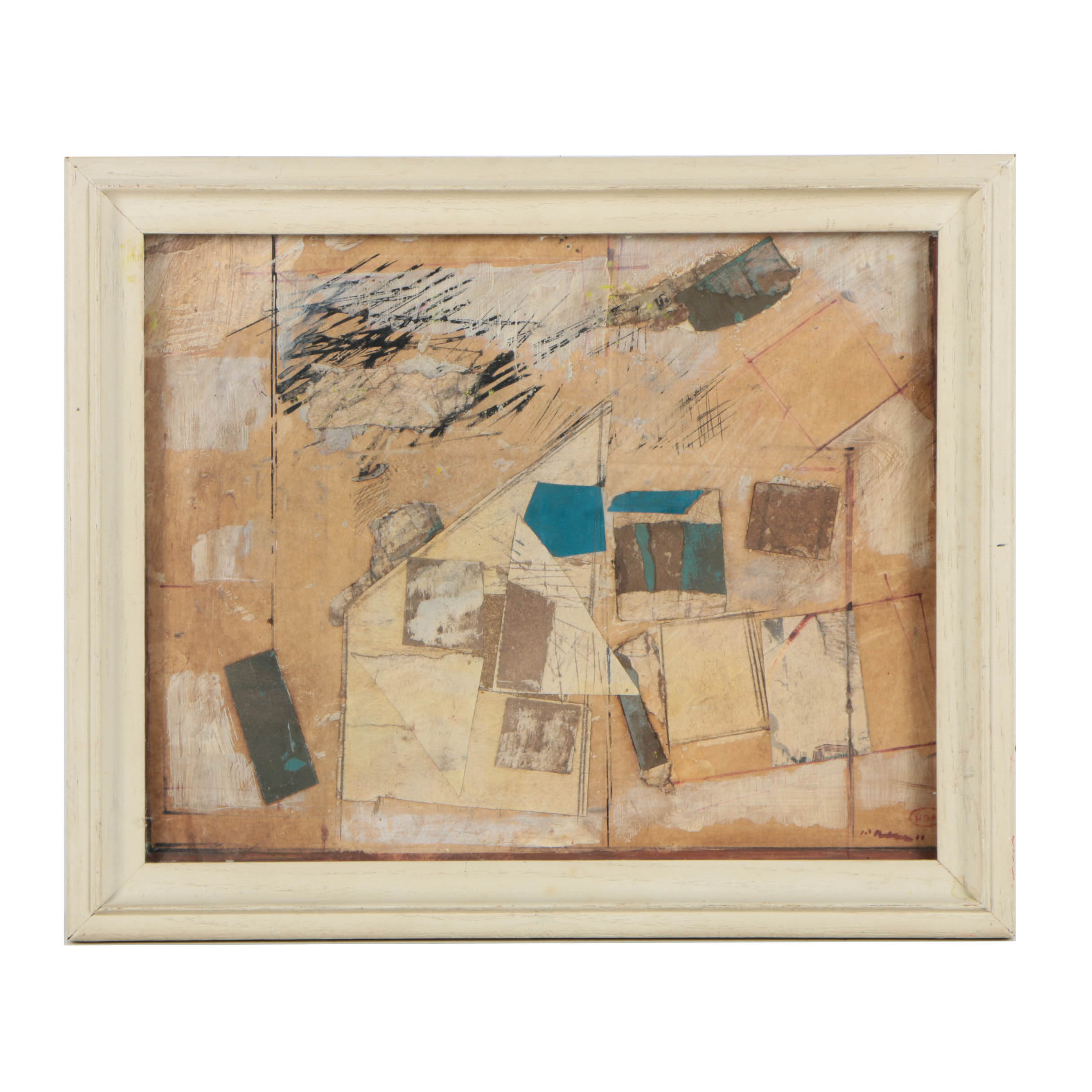 Ronald Ahlström Abstract Mixed Media Collage on Board