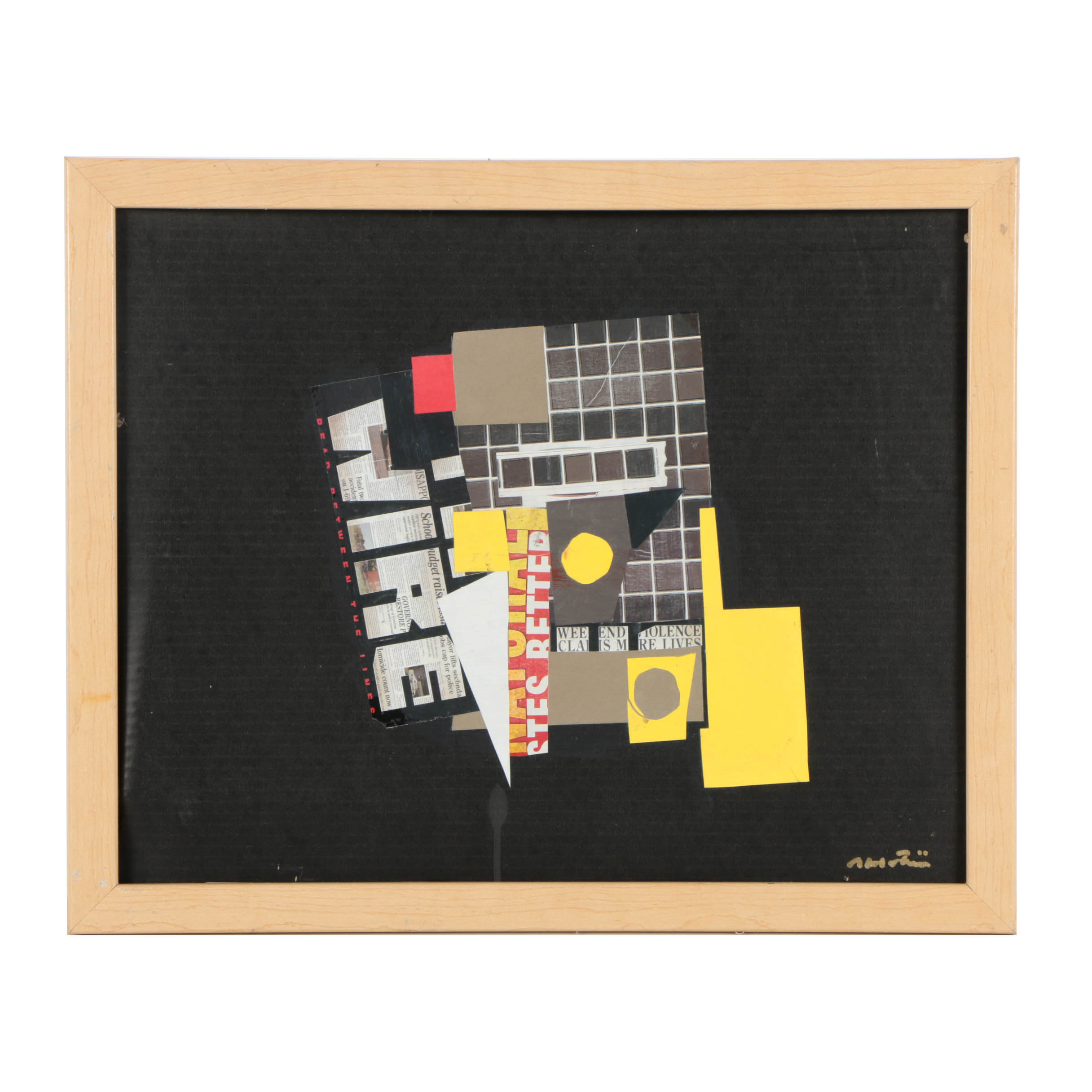 Ronald Ahlström Mixed Media Collage on Board "Untitled"