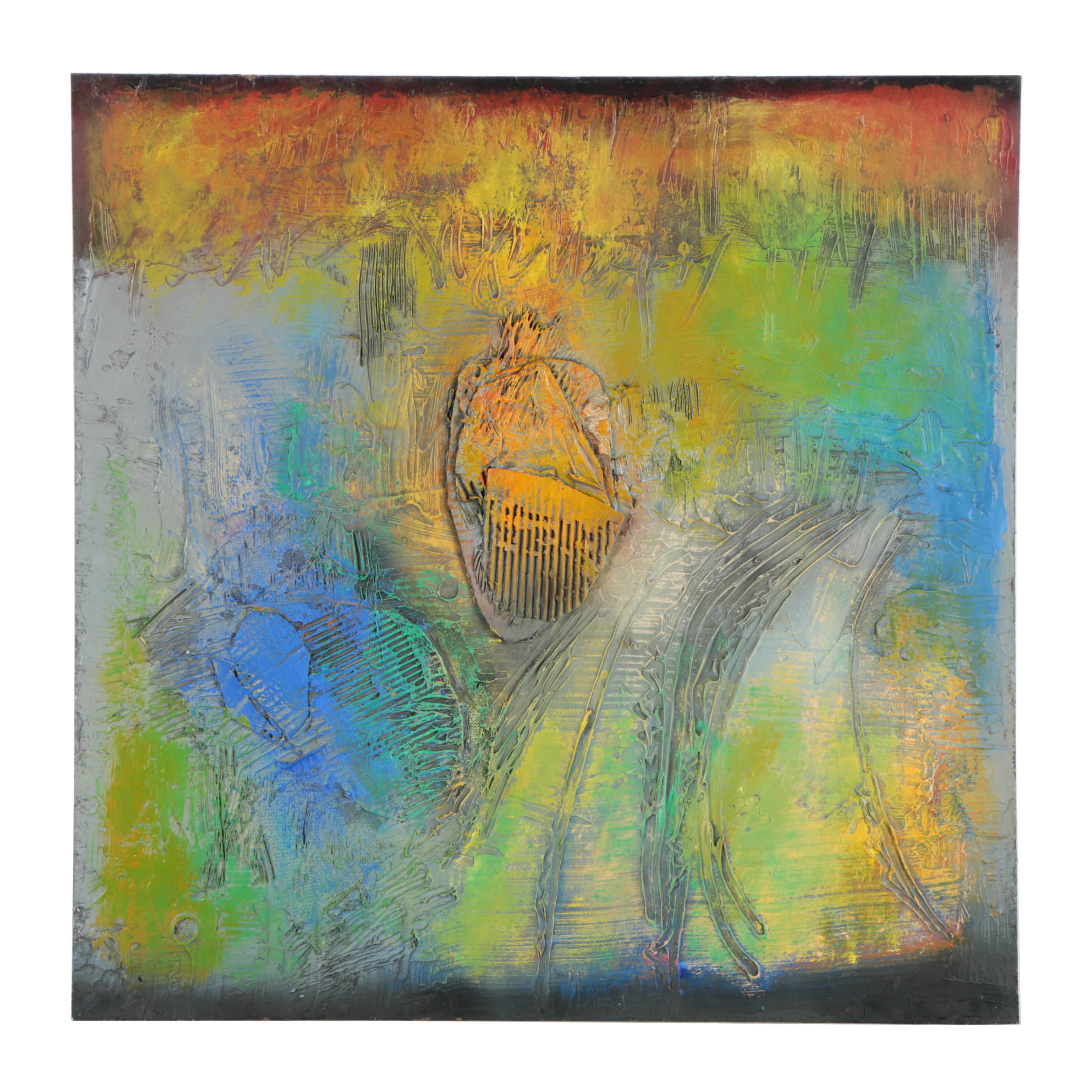 Ronald Ahlström Abstract Mixed Media Collage on Board "Untitled"