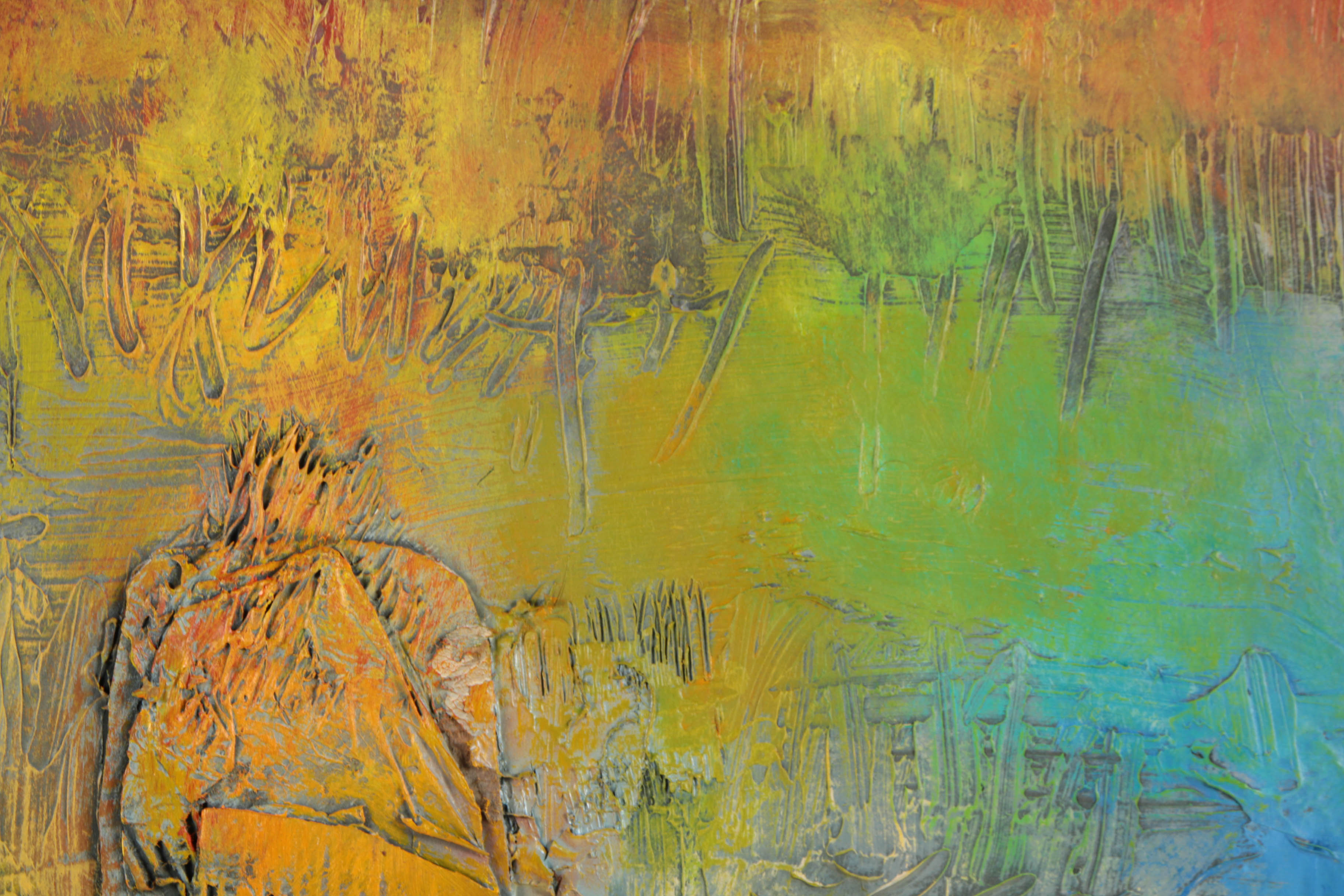 Ronald Ahlström Abstract Mixed Media Collage on Board "Untitled"