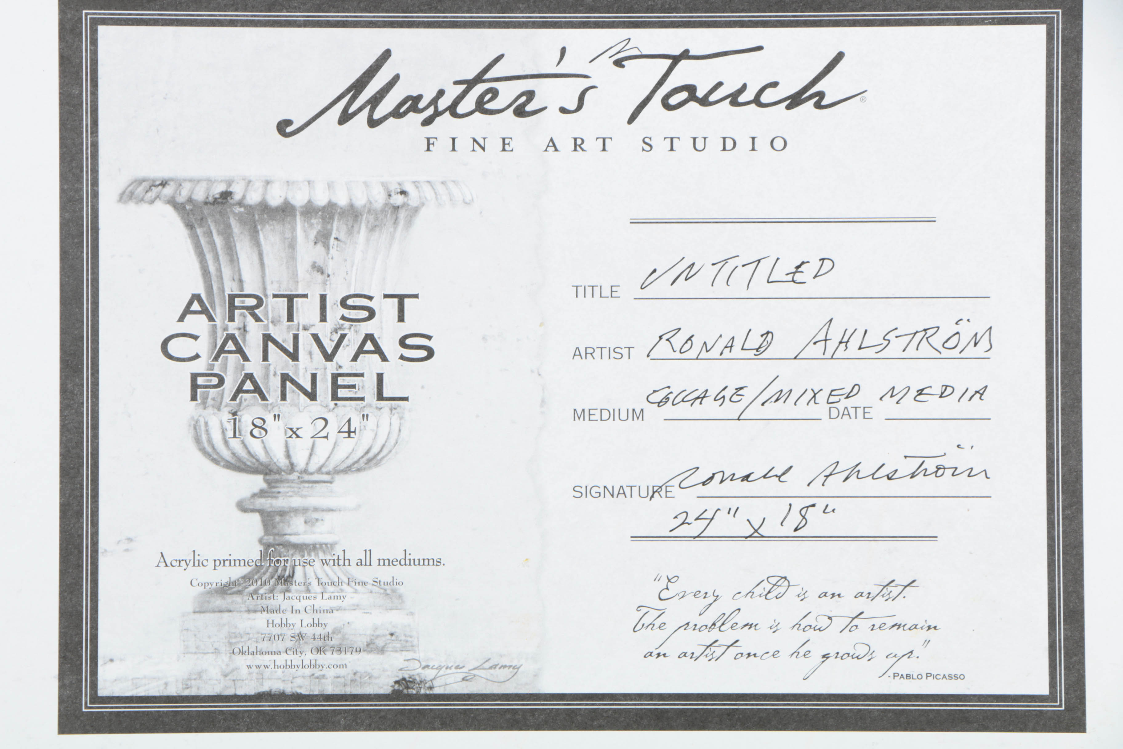 Collection of Ronald Ahlström Abstract Compositions on Canvas Boards