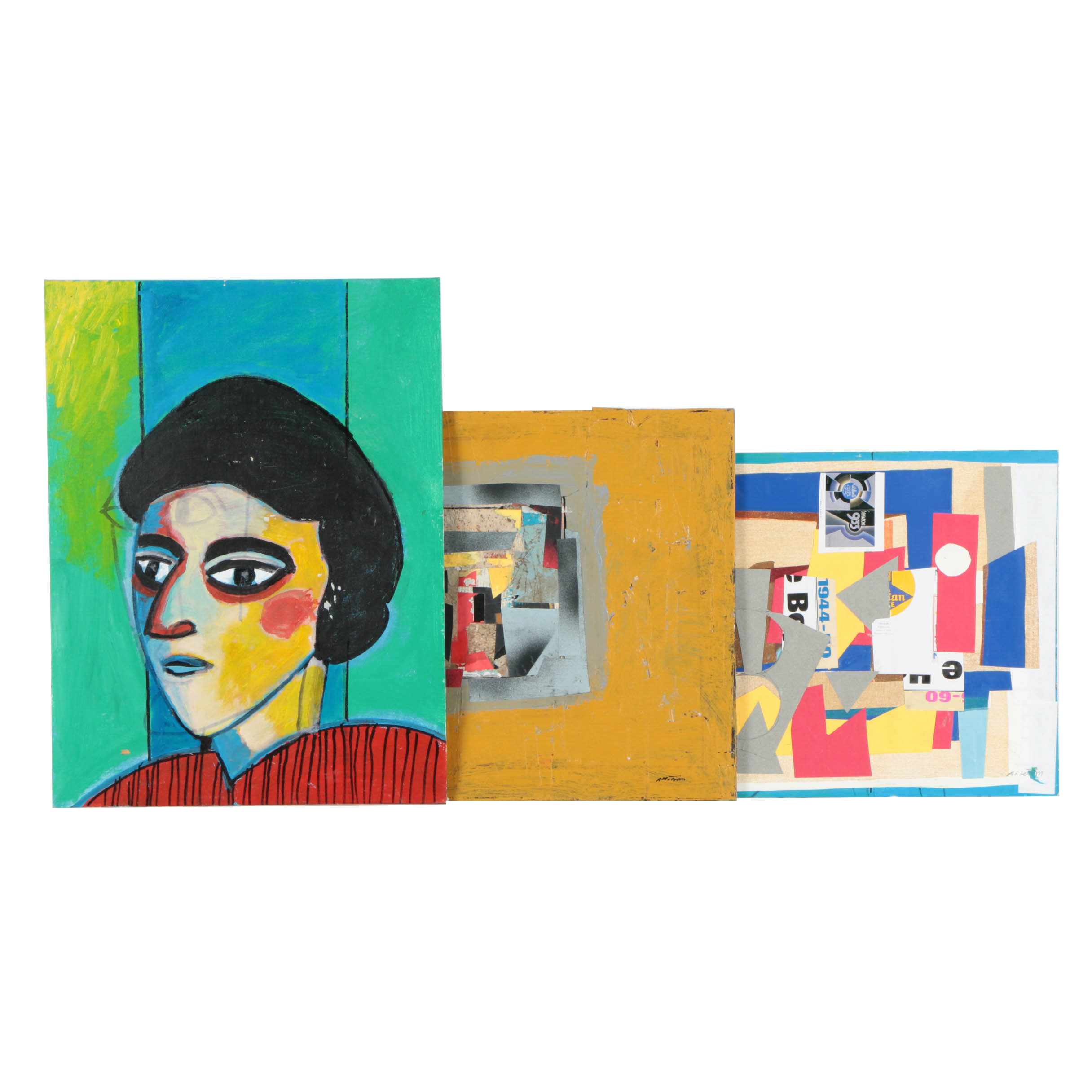 Assortment of Ronald Ahlström Abstract Compositions on Canvas Boards