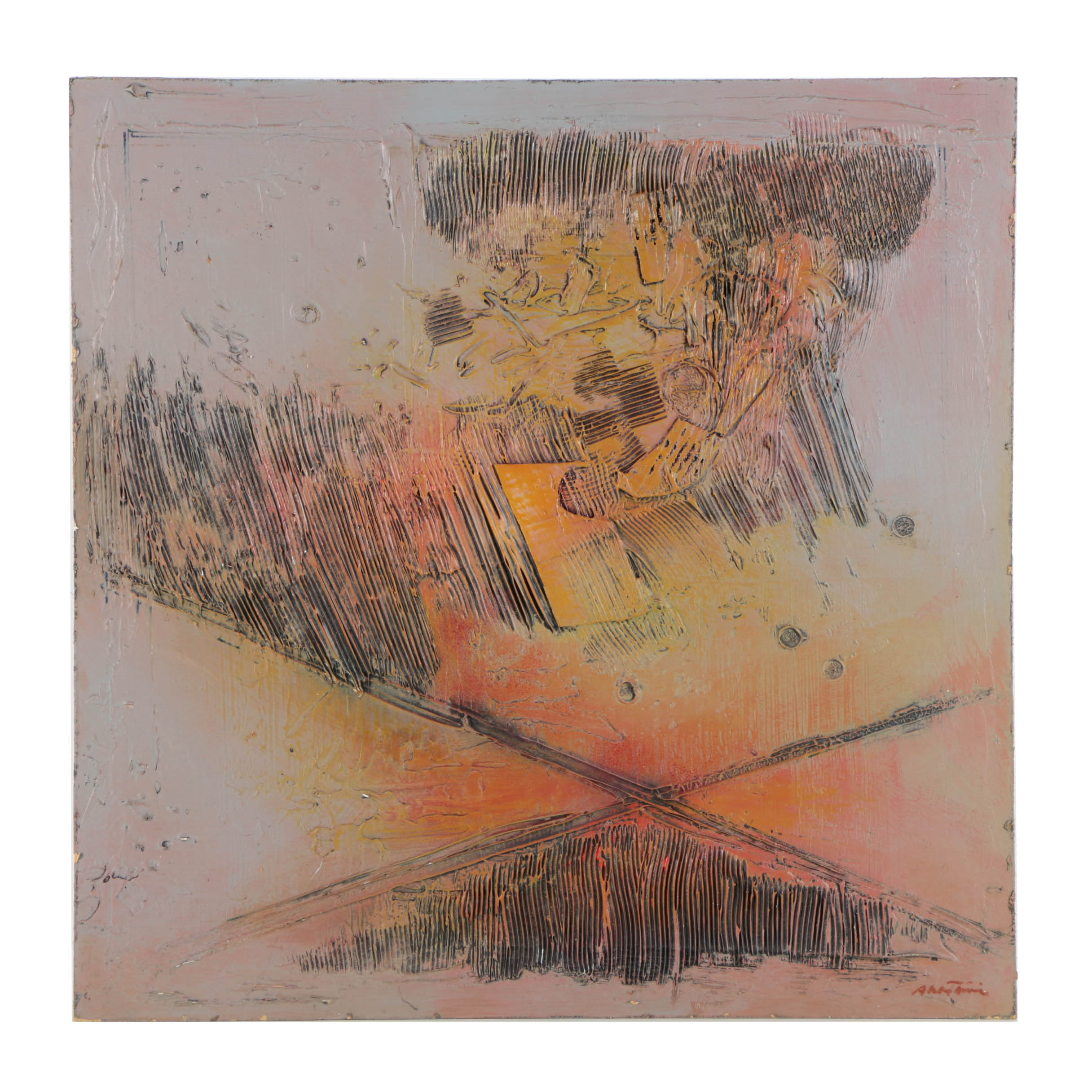 Ronald Ahlström Mixed Media Collage on Board "Untitled"