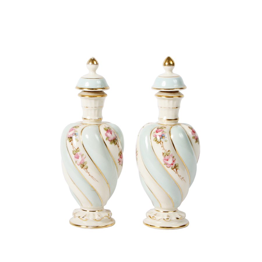 Pair of Vintage Kaolena Pottery Lidded Bottles