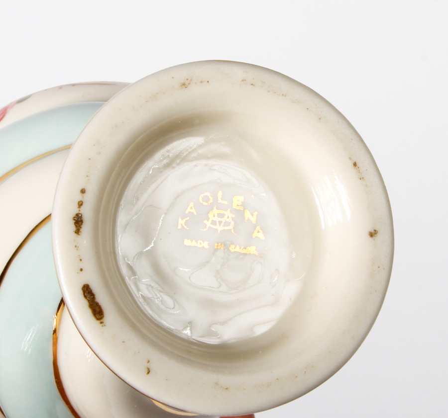 Pair of Vintage Kaolena Pottery Lidded Bottles