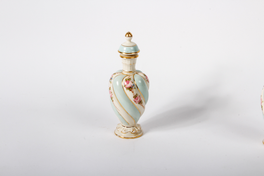 Pair of Vintage Kaolena Pottery Lidded Bottles