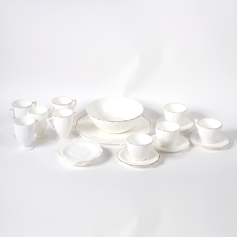 White Glass Tea and Serving Assortment