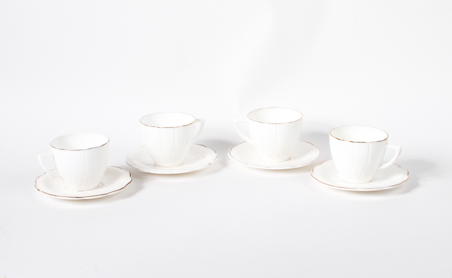 White Glass Tea and Serving Assortment