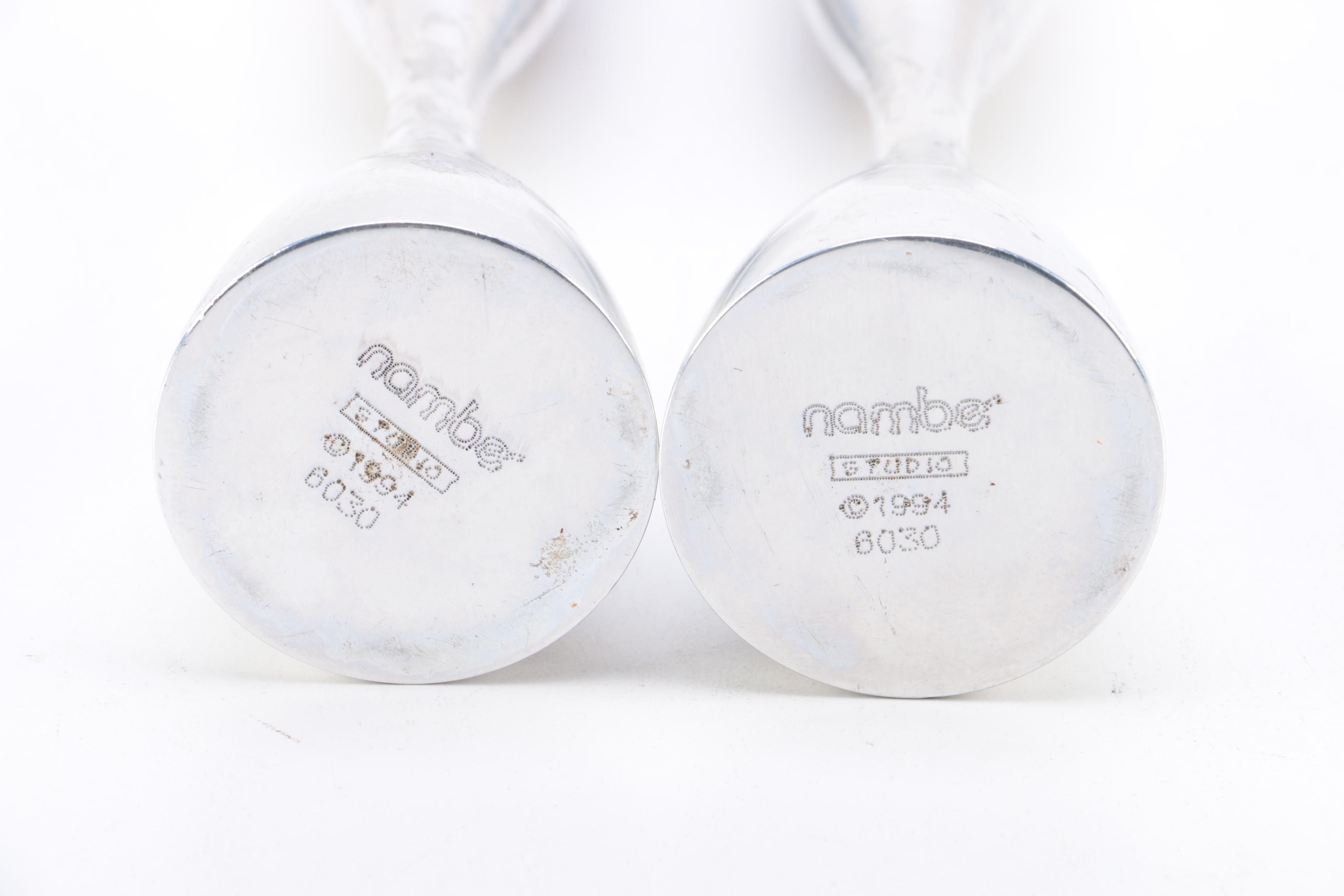 Collection of Silver Tone Candlestick Holders Featuring Nambe