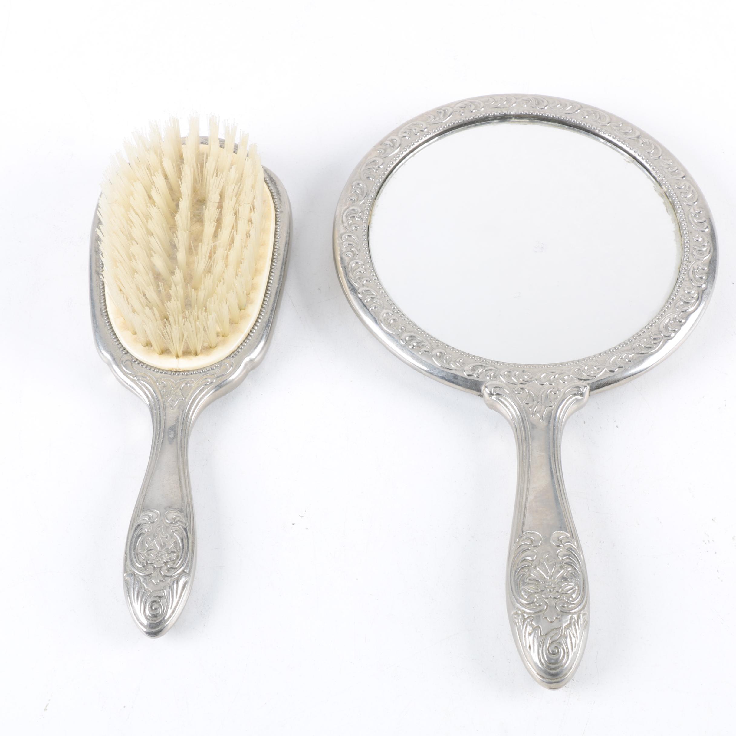 Weighted Sterling Brush and Hand Mirror