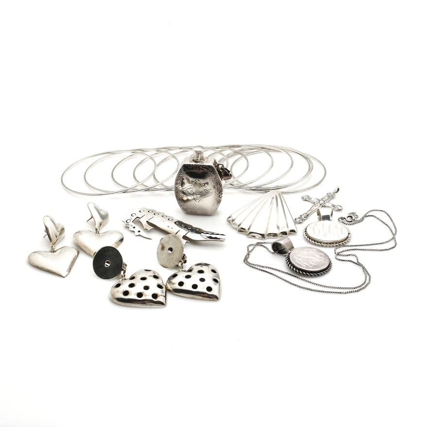 Sterling Silver Jewelry Featuring Taxco and a Snuff Bottle