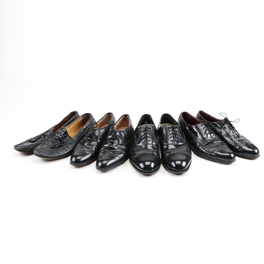 Men's Black Leather Shoes Including Johnston & Murphy and Arnoldo Marcella