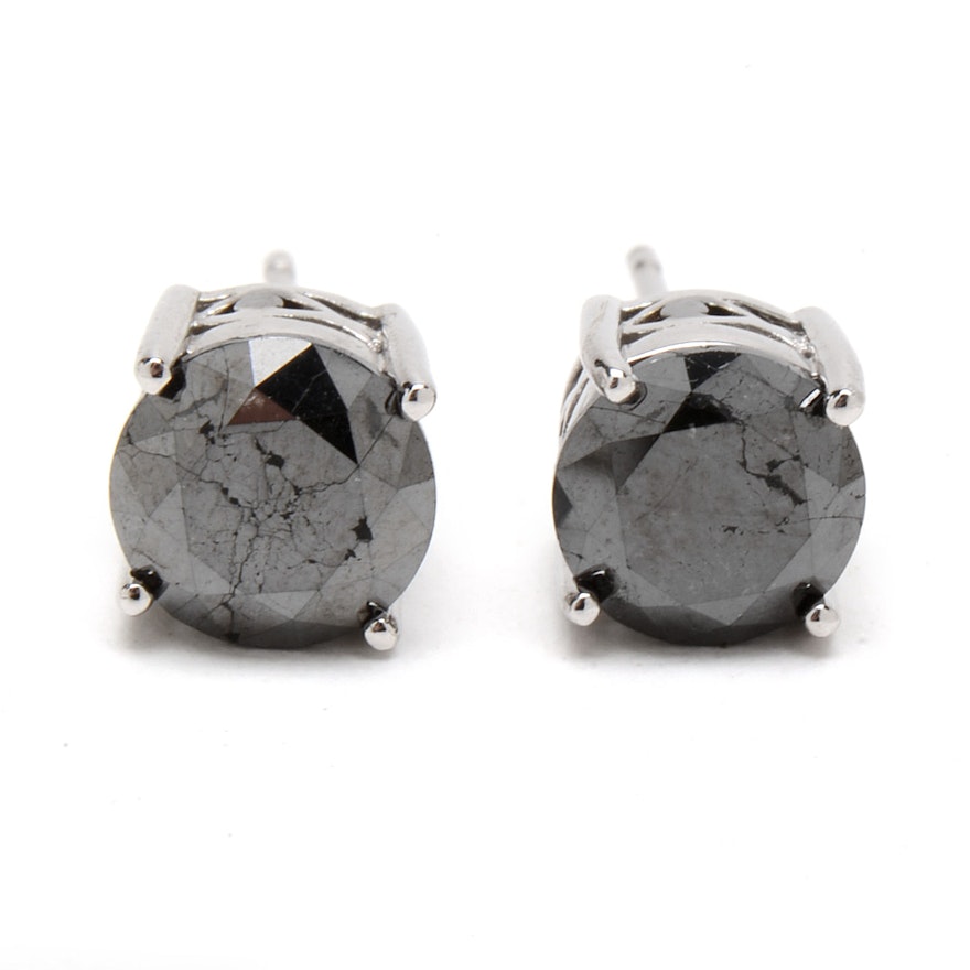 Sterling Silver Black Diamond Stud Earrings by Femme Luxe