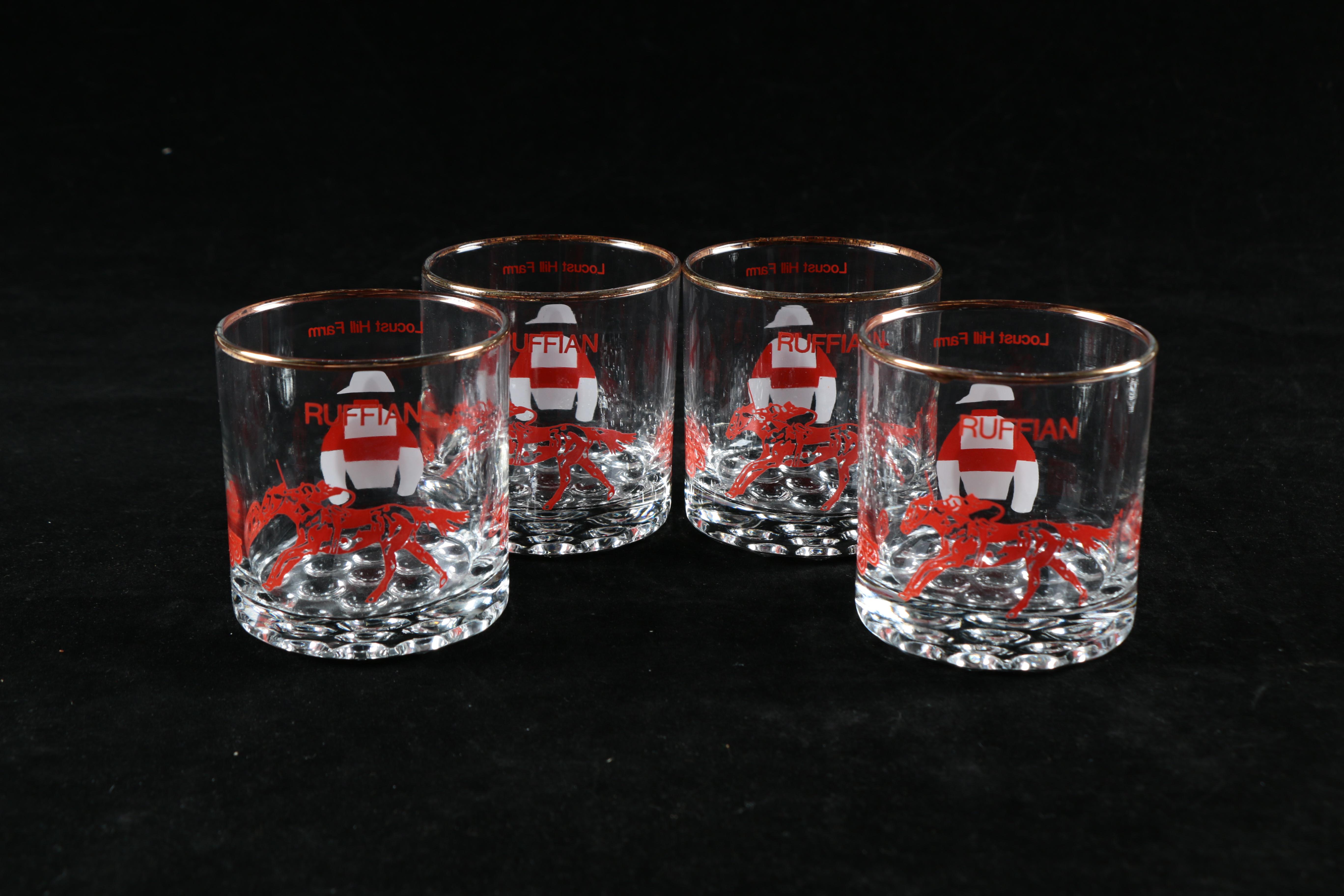 Set of Six Bowie Horse Racing Glasses