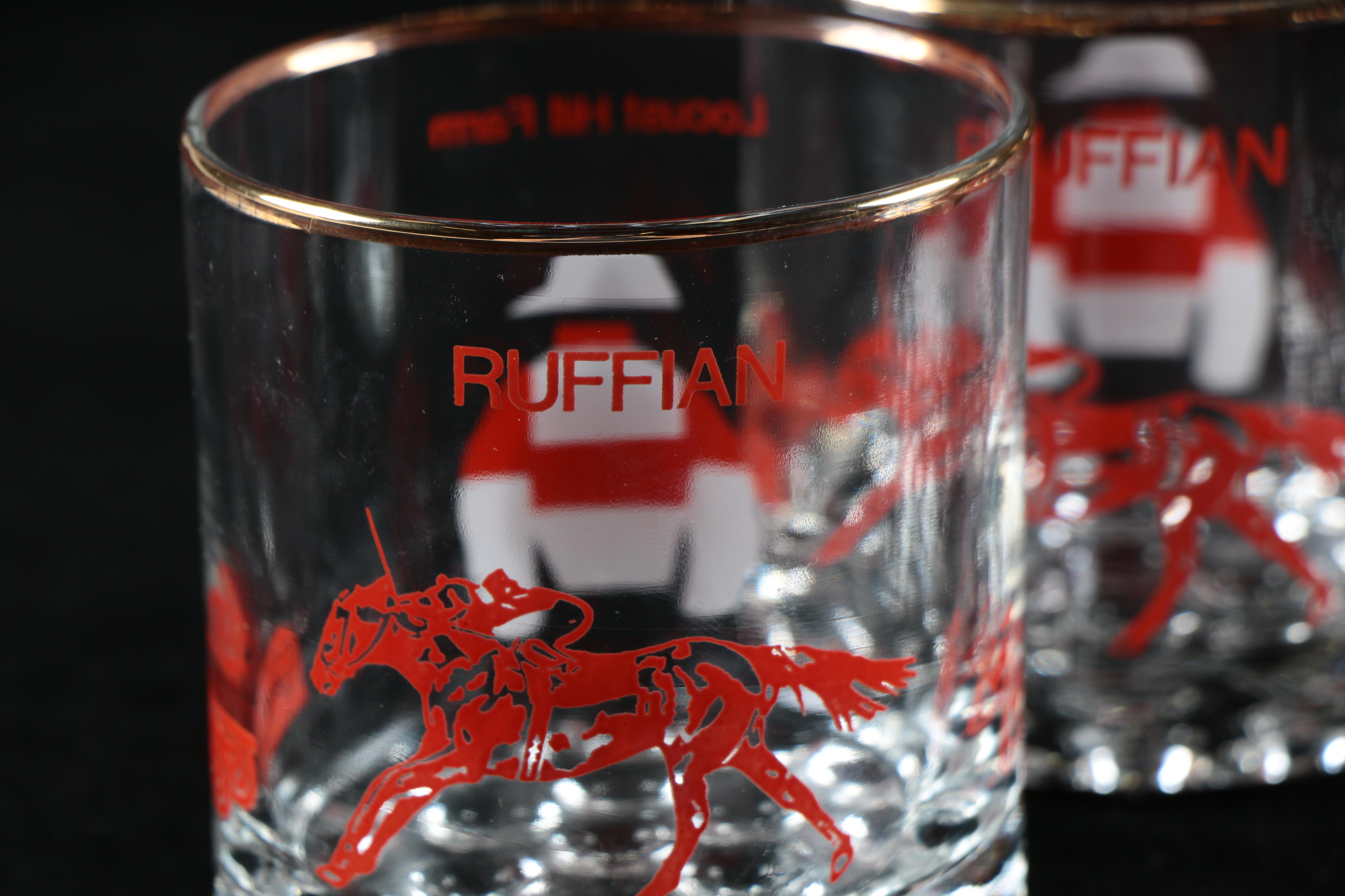 Set of Six Bowie Horse Racing Glasses