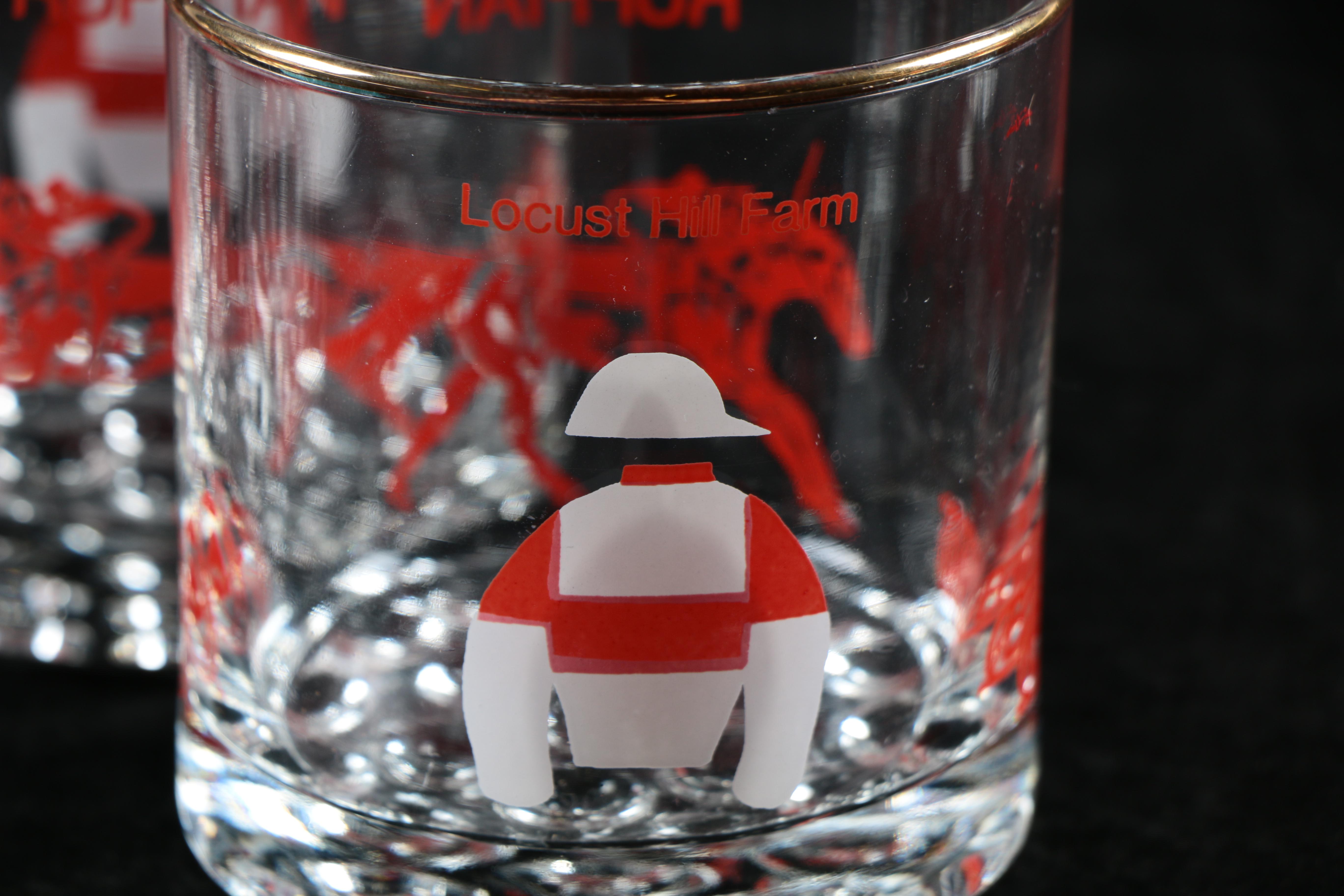 Set of Six Bowie Horse Racing Glasses