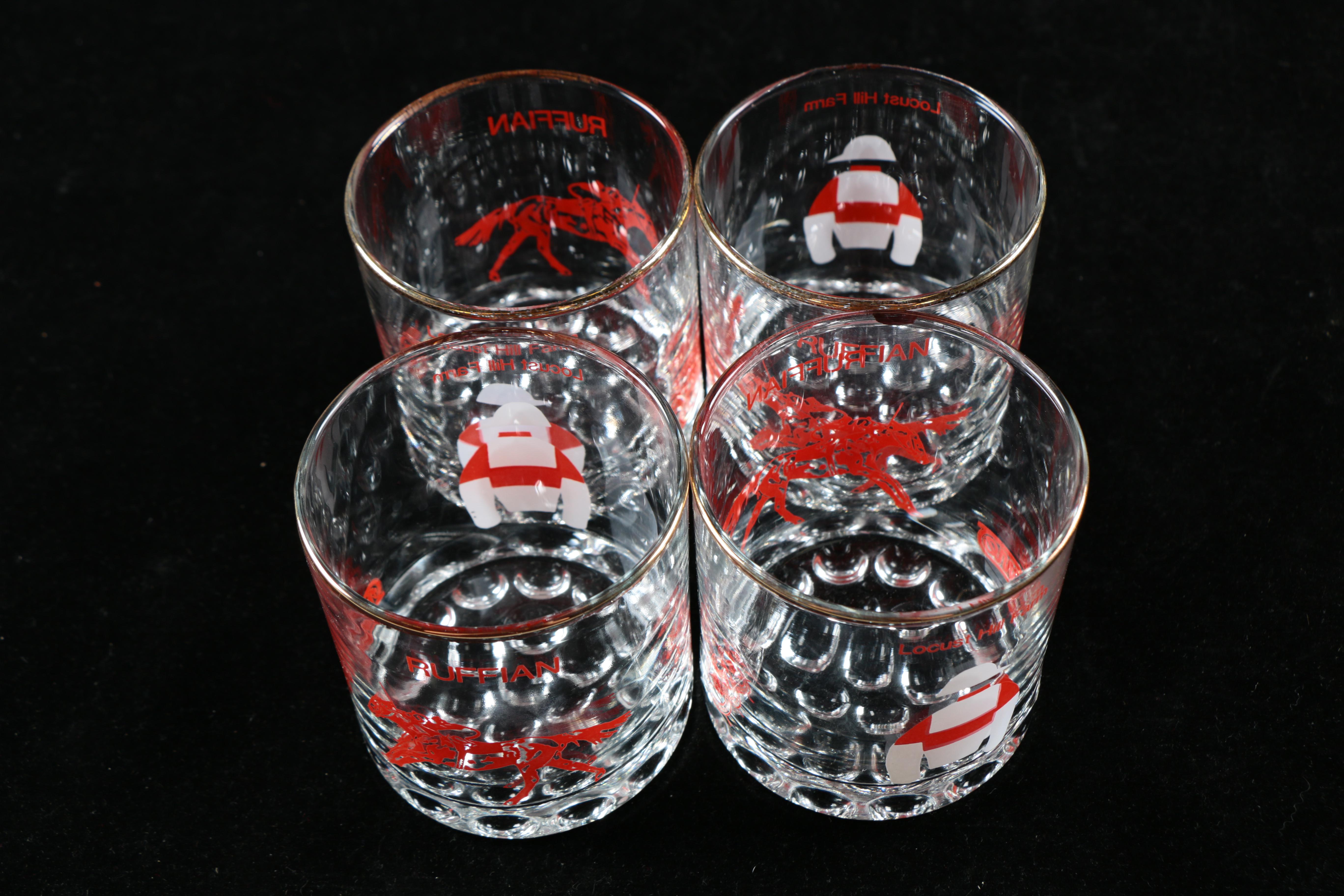 Set of Six Bowie Horse Racing Glasses