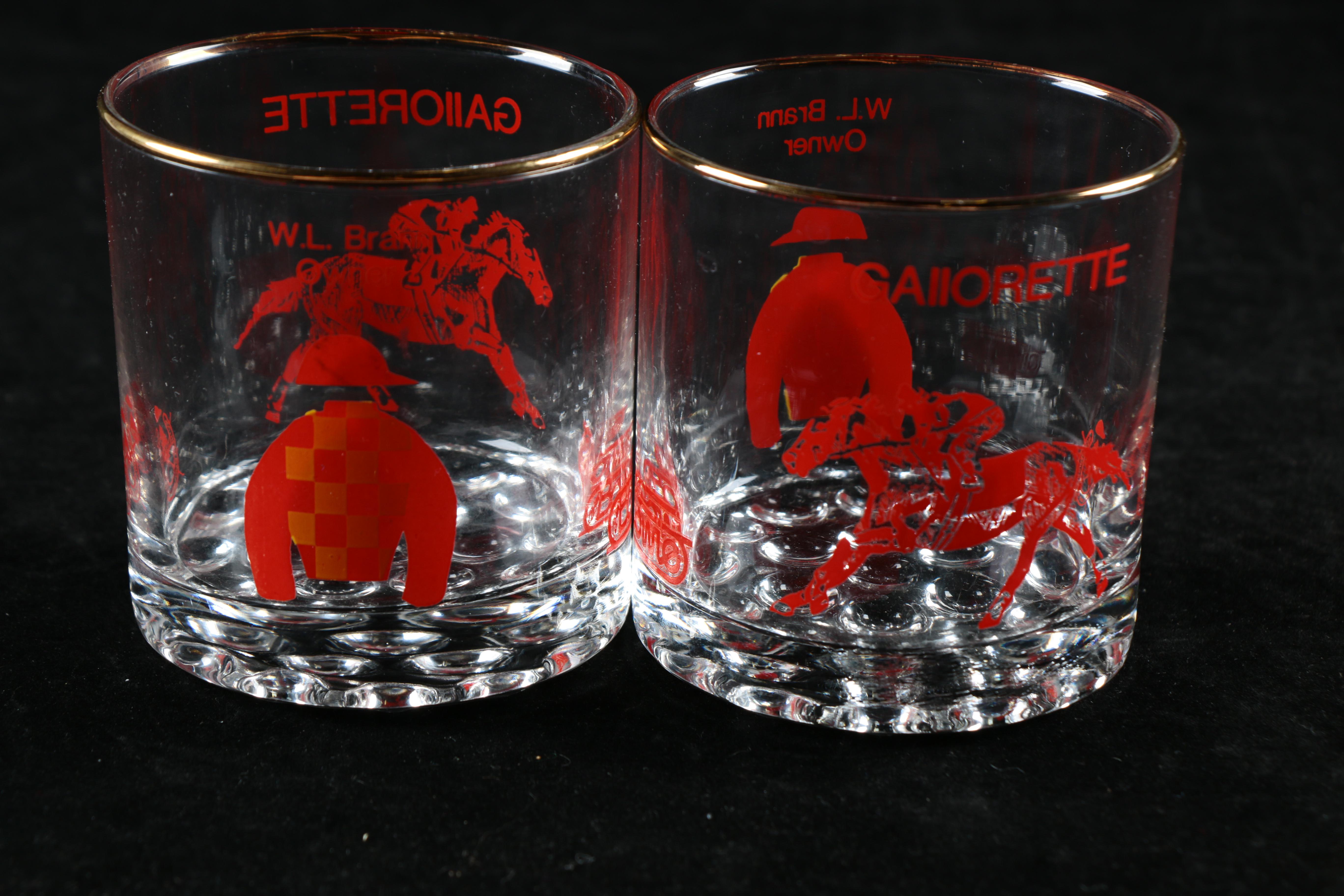 Set of Six Bowie Horse Racing Glasses