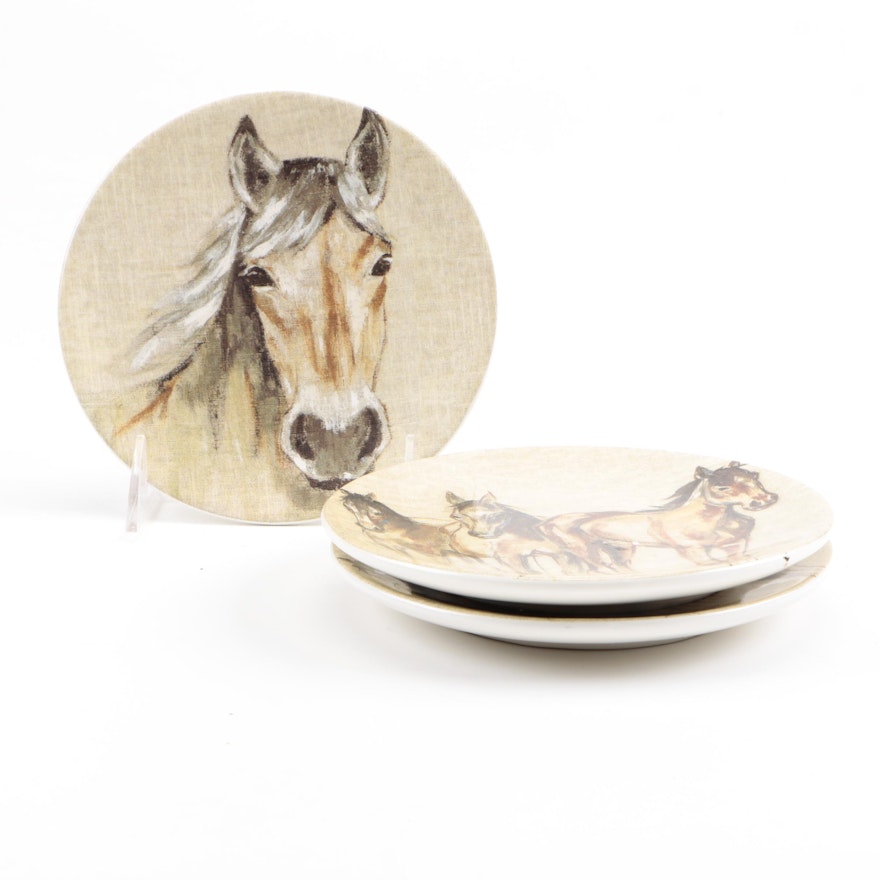 Pottery Barn Horse Theme Plates