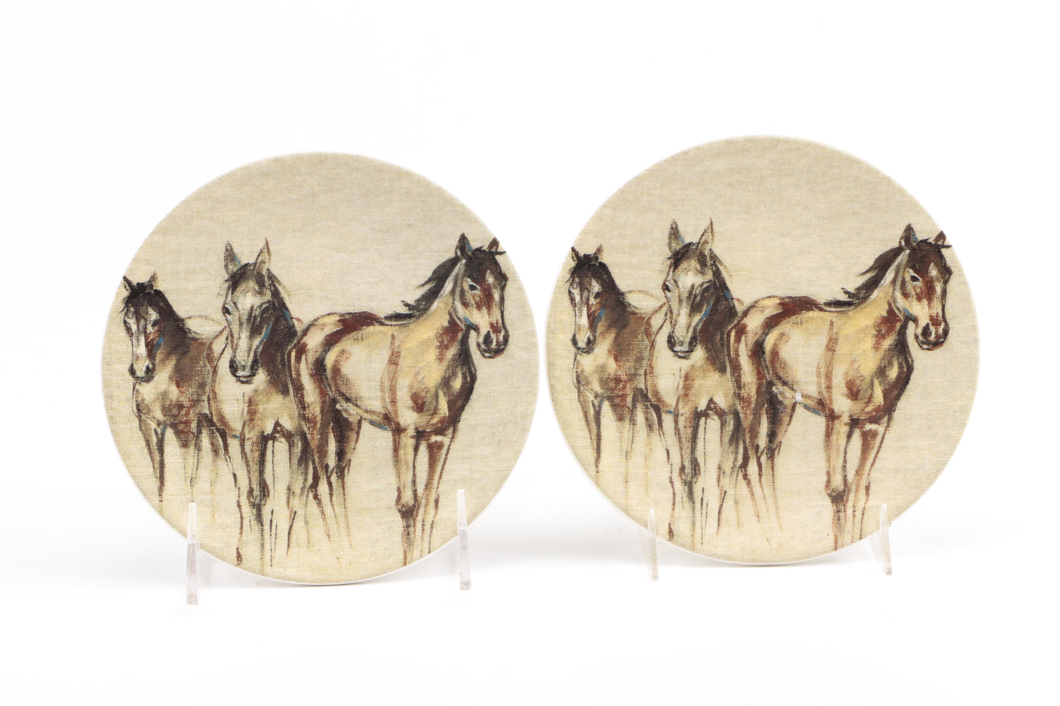 Pottery Barn Horse Theme Plates