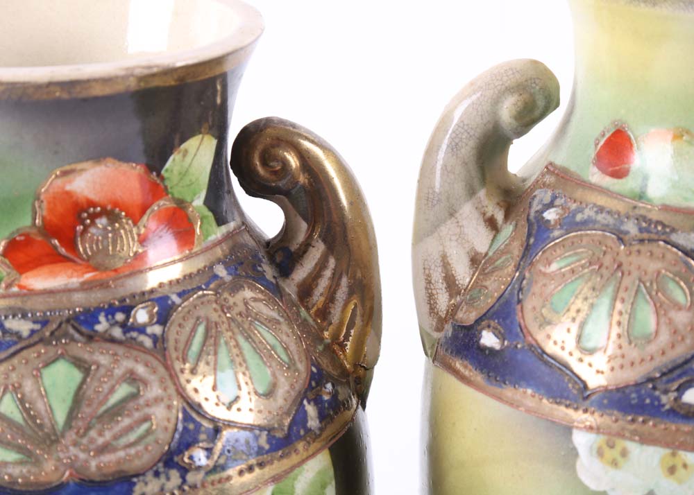 Vintage Art Nouveau Japonisme Vases