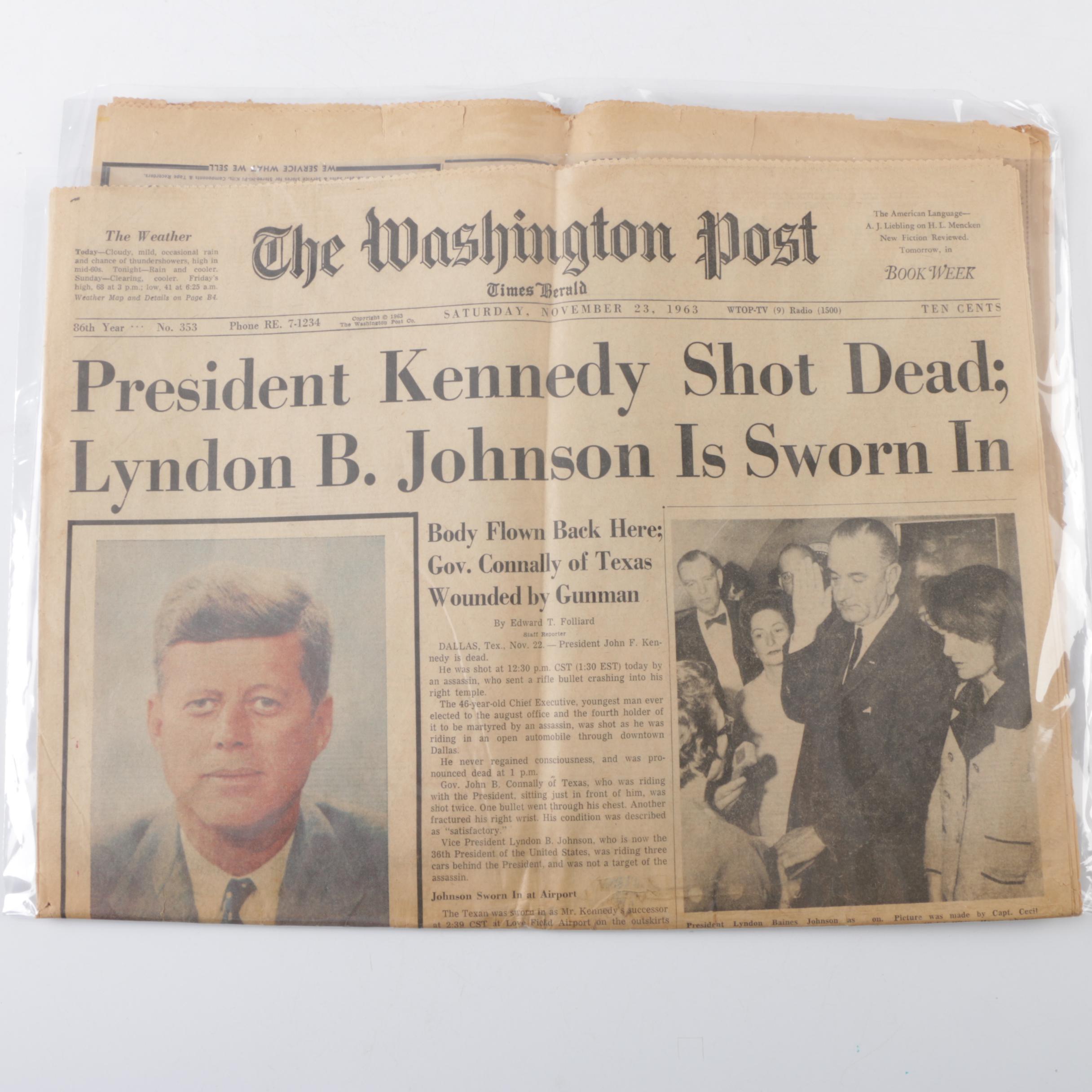1960s–70s "Washington Post" Newspapers Including Kennedy and King Assassinations