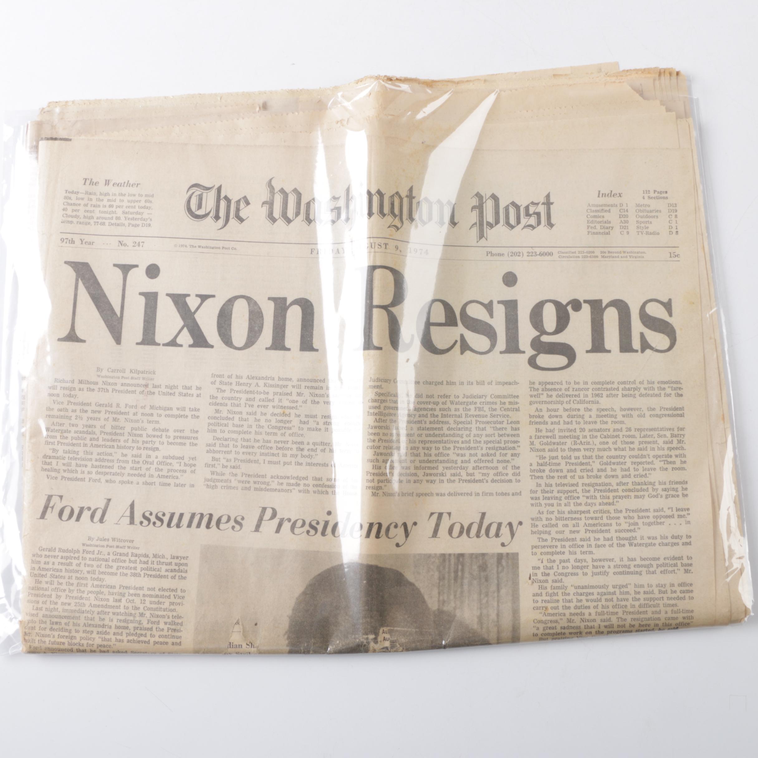 1960s–70s "Washington Post" Newspapers Including Kennedy and King Assassinations