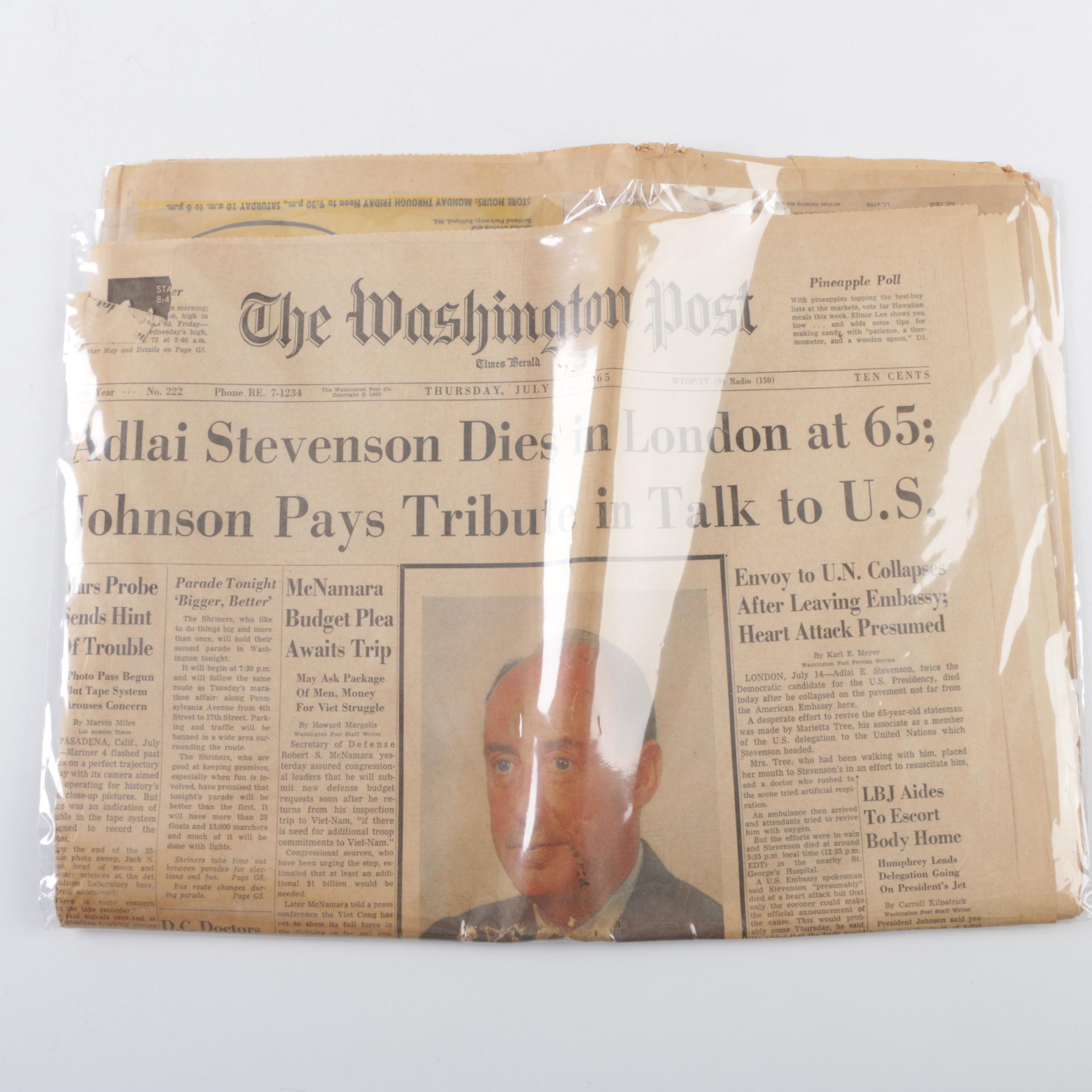 1960s–70s "Washington Post" Newspapers Including Kennedy and King Assassinations