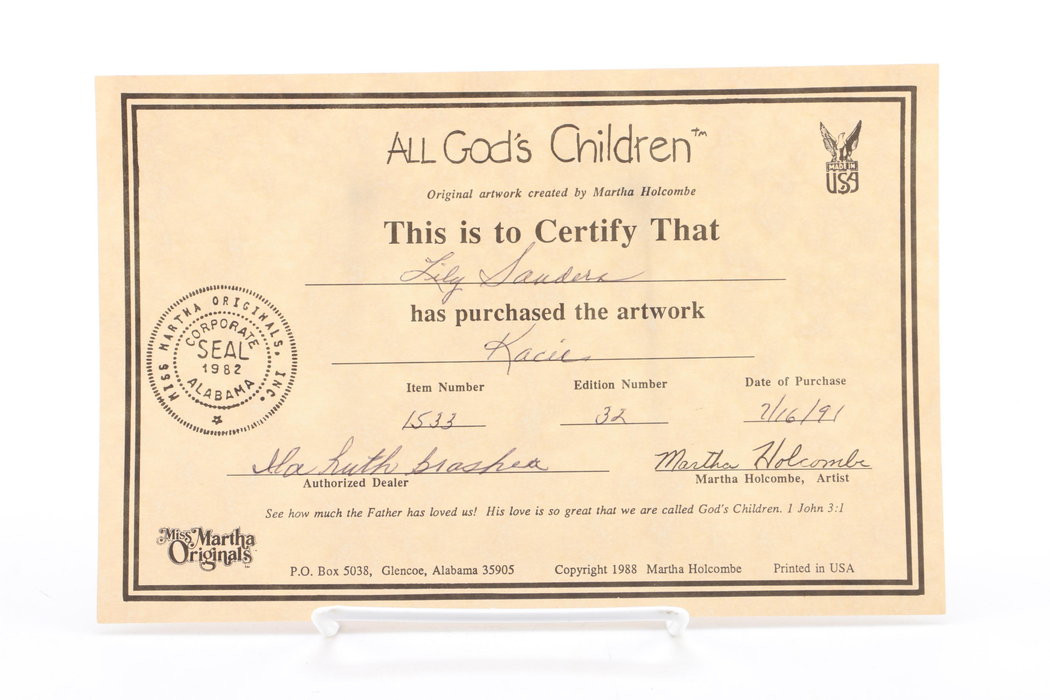 Martha Holcombe Set of Four "All God's Children" Figurines with Certificates