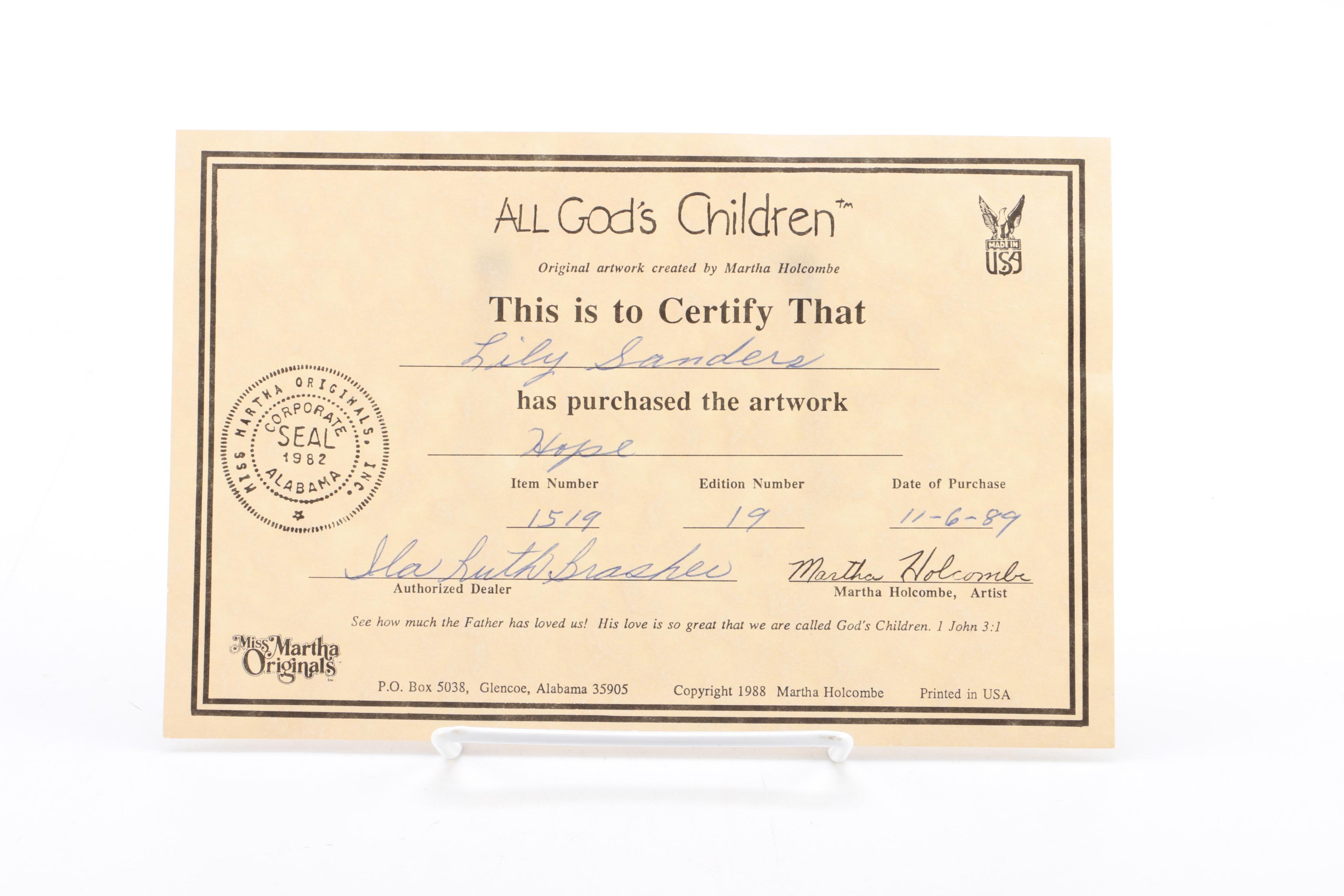 Martha Holcombe Set of Four "All God's Children" Figurines with Certificates