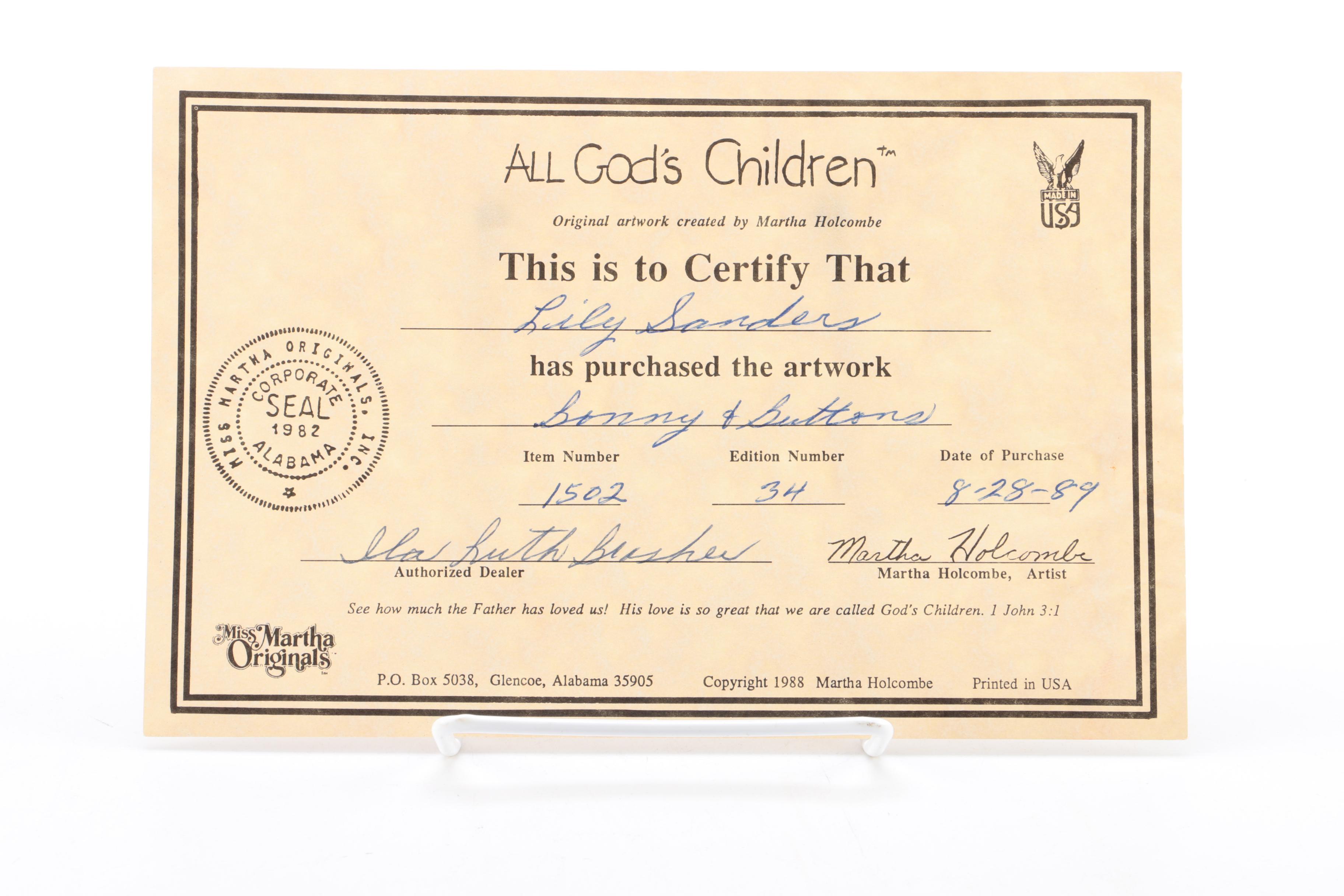 Martha Holcombe Set of Four "All God's Children" Figurines with Certificates