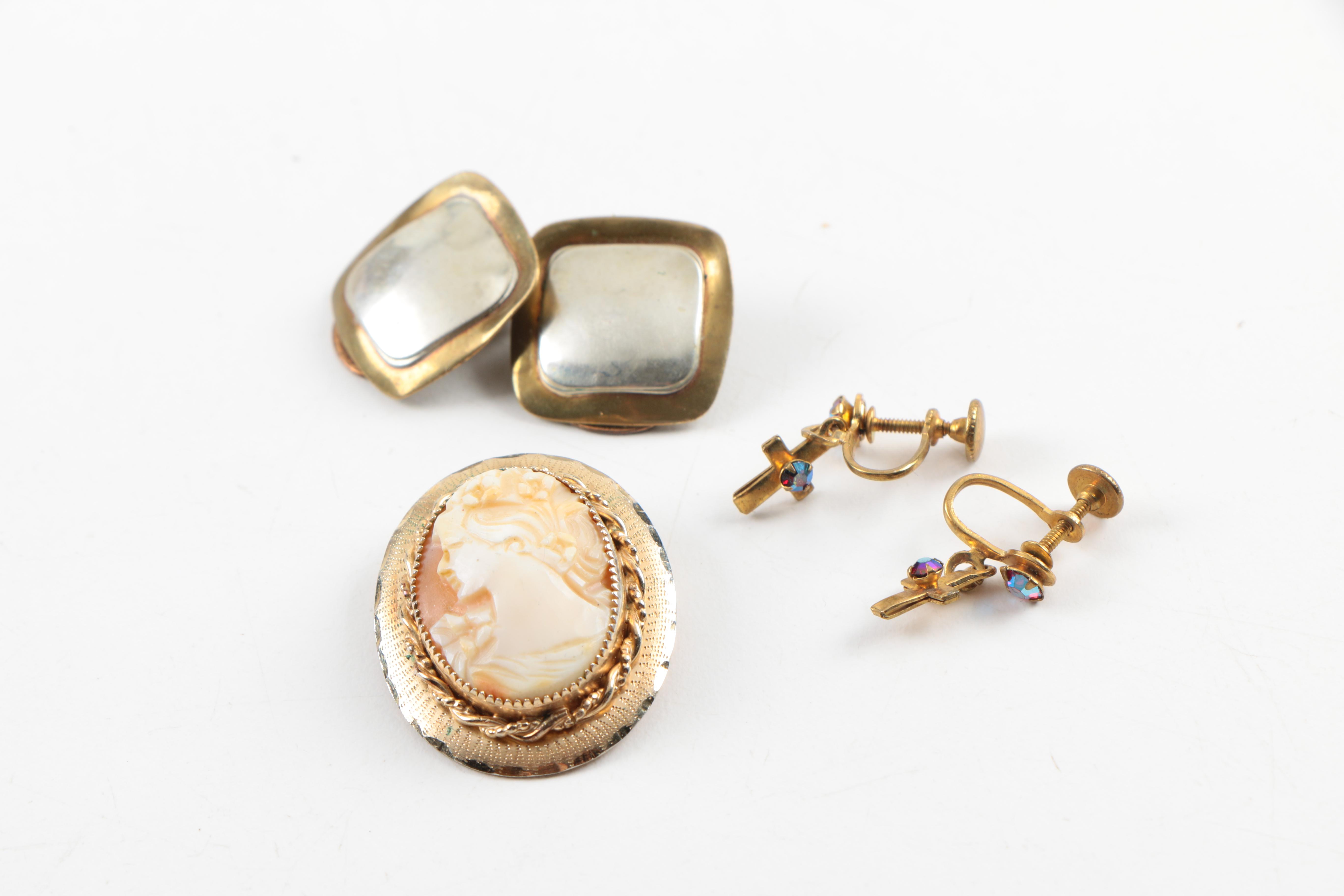 Vintage Gold Tone Costume Jewelry Including Goldette