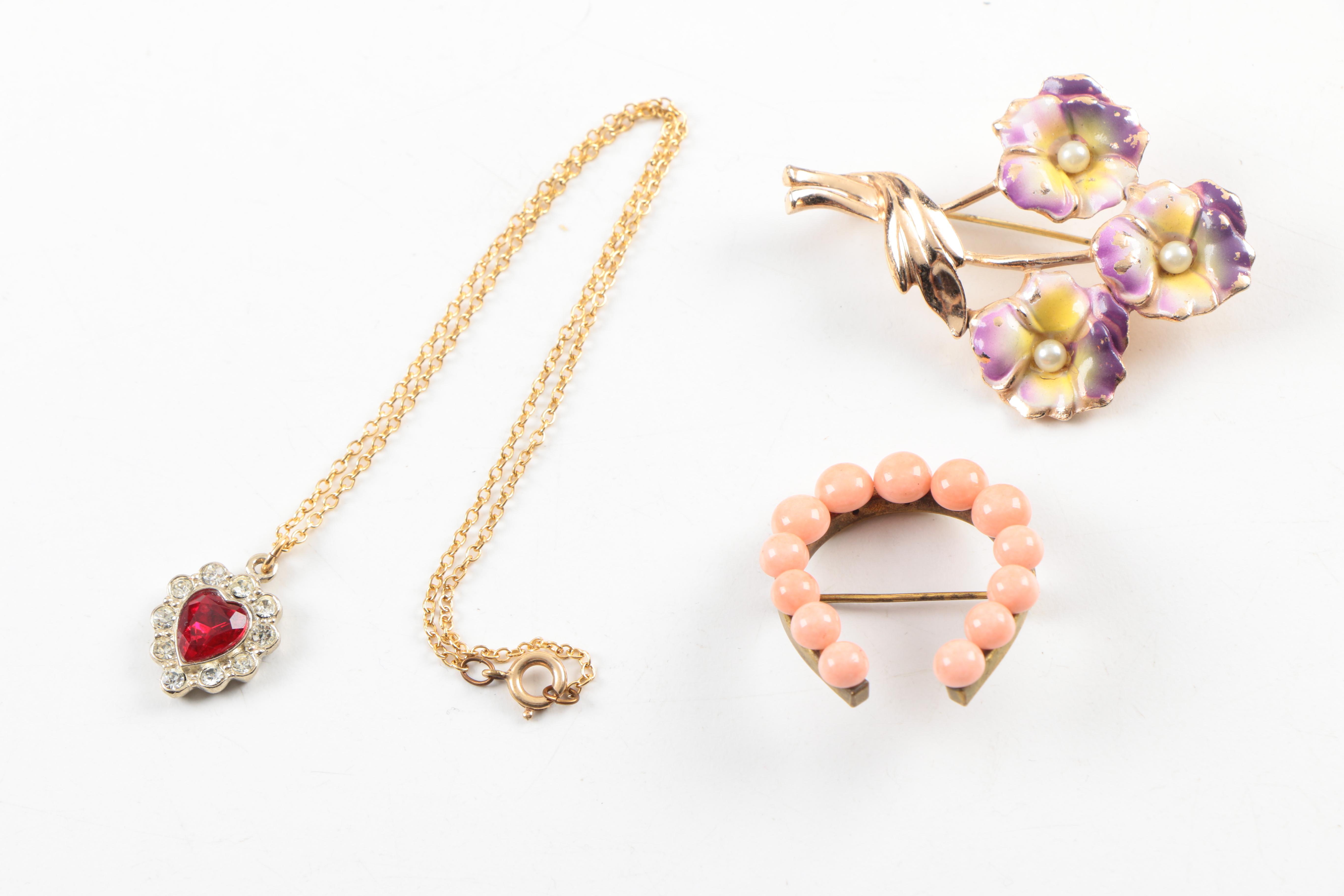 Vintage Gold Tone Costume Jewelry Including Goldette