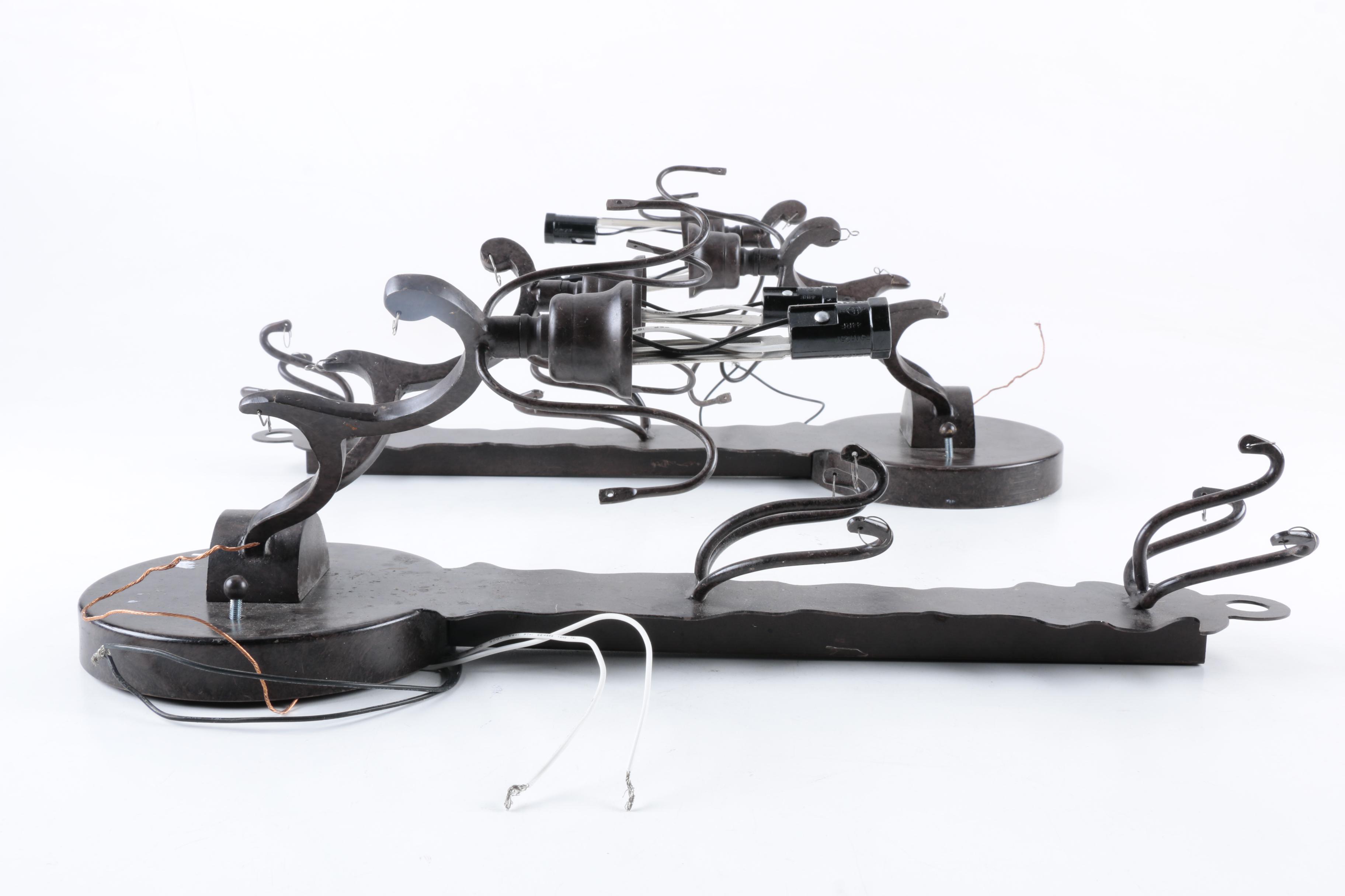 Two Metal Wall Mount Style Electric Candelabras