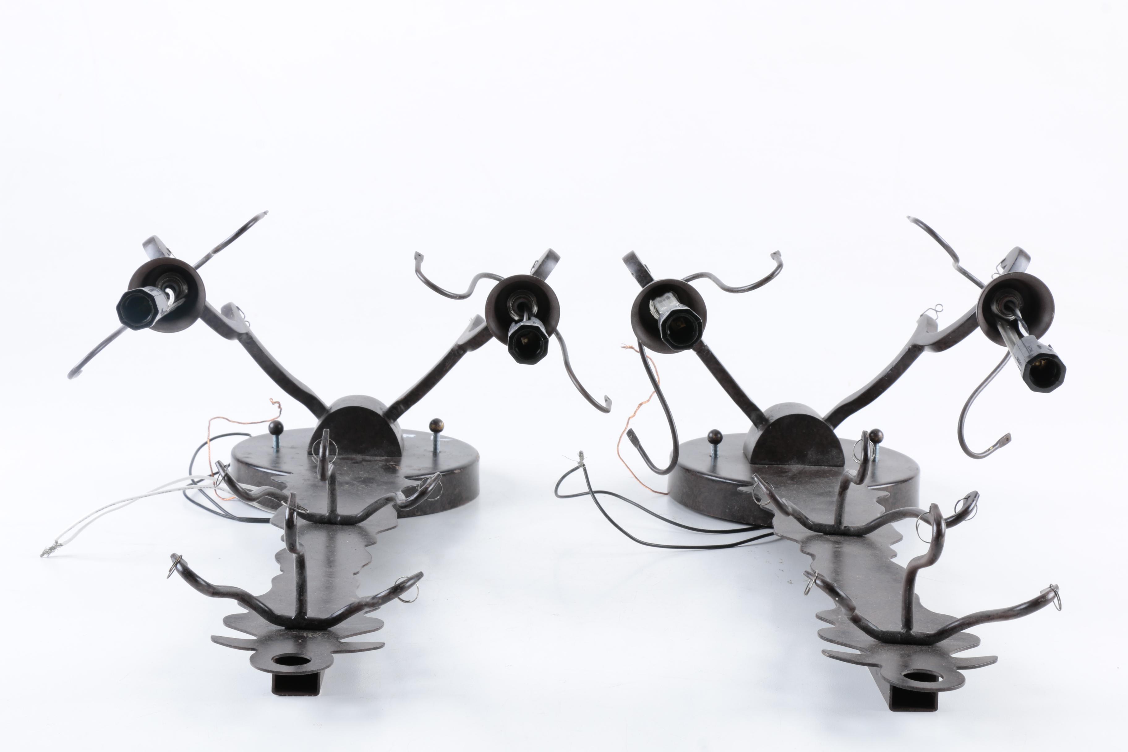 Two Metal Wall Mount Style Electric Candelabras