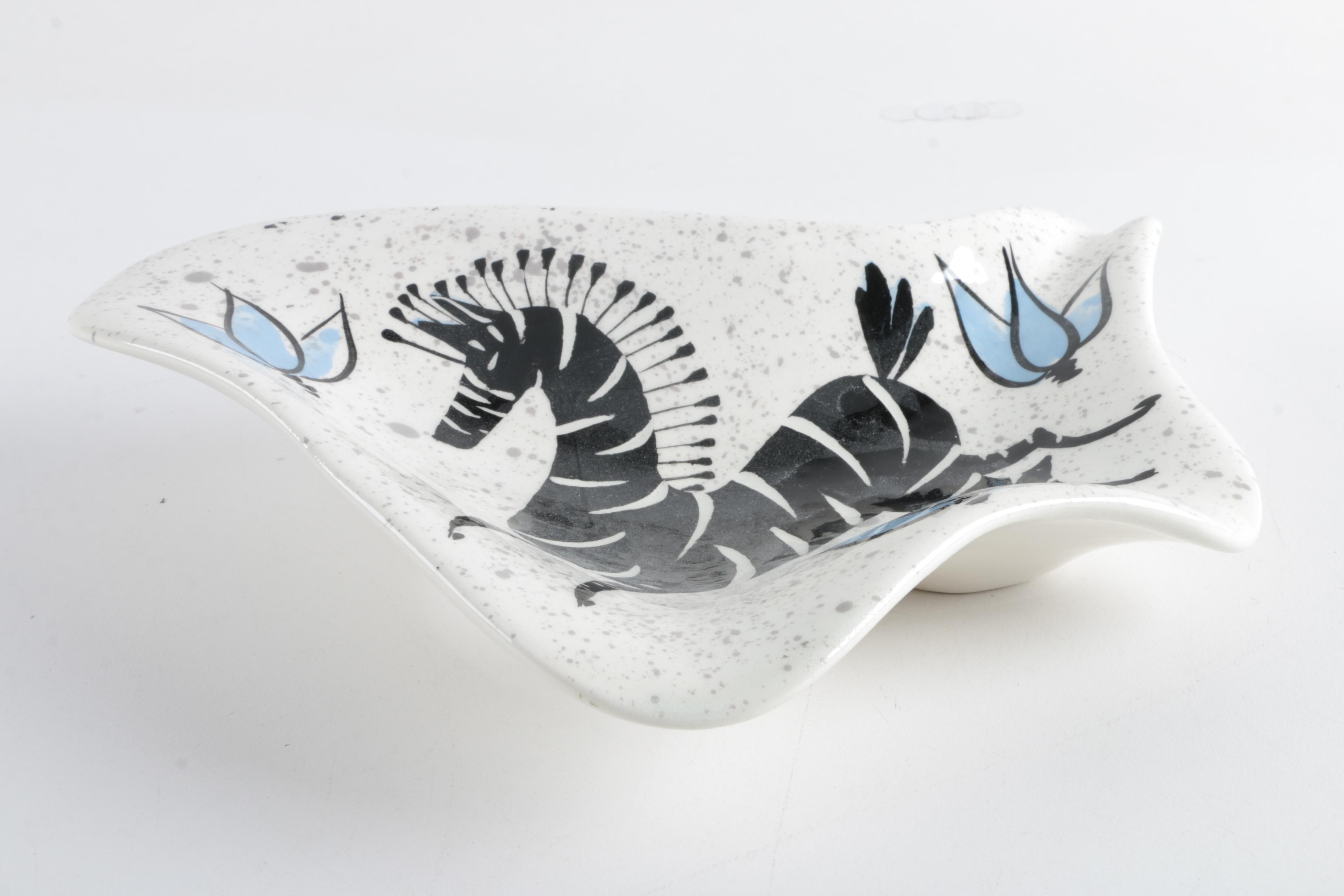 VIntage Slip Cast Ceramic Zebra Dish
