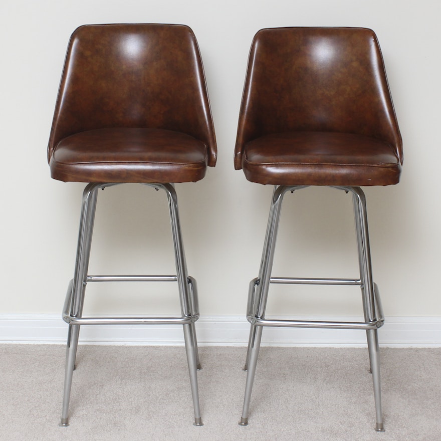 Pair of Leather Barstools